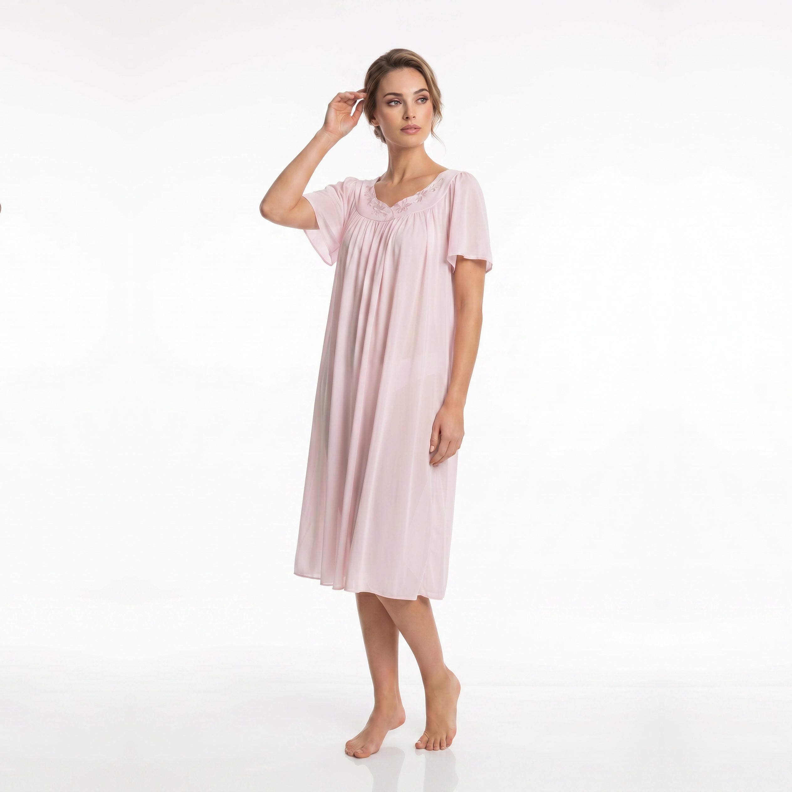 MISS ELAINE CO - Miss Elaine Short Gown Short Sleeve-MISE20809UT - Aluna Kuwait