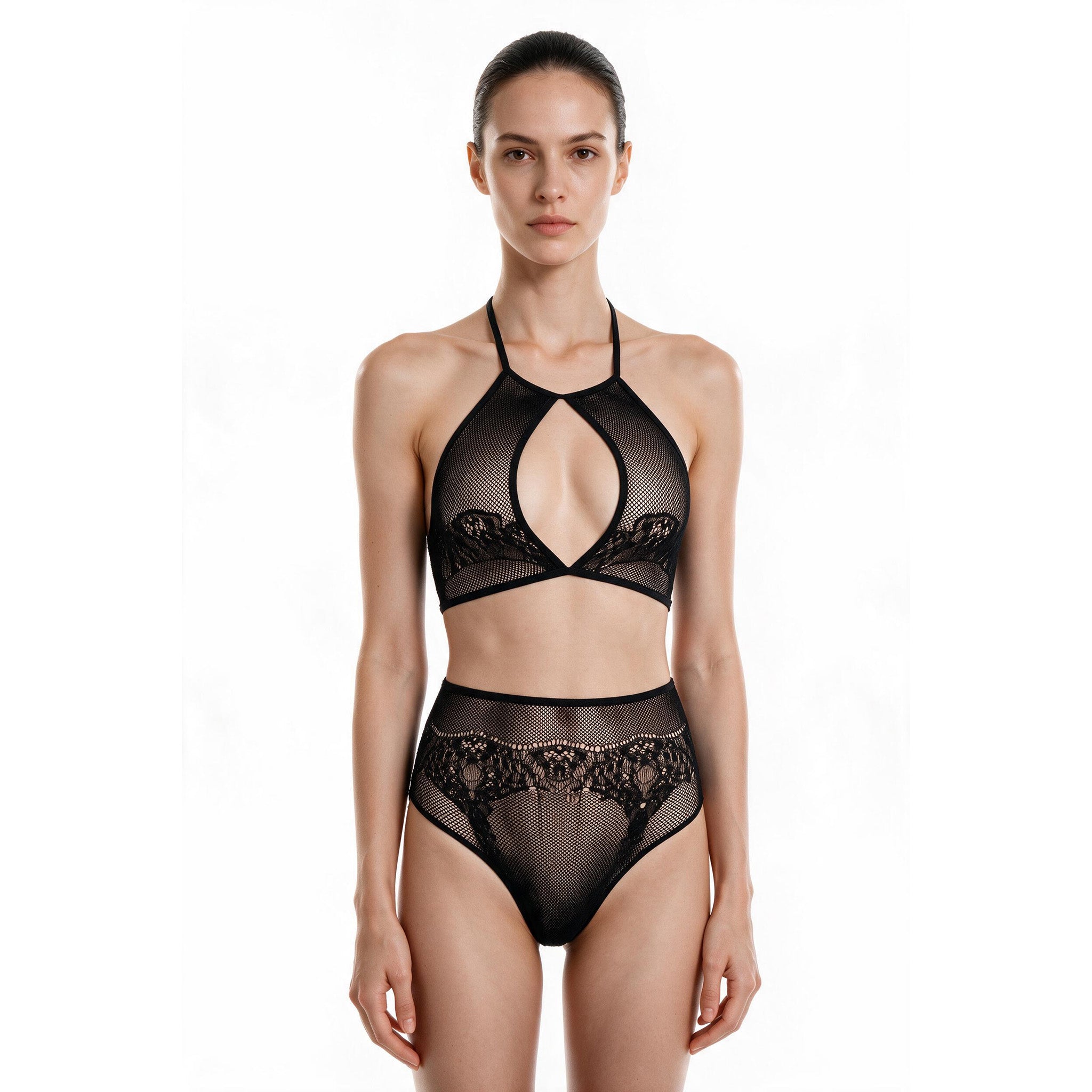 CANADEX INTERNATIONAL TRADING - Leg Avenue 2 Pc Set halter crop top and high waist thong pan - Aluna Kuwait