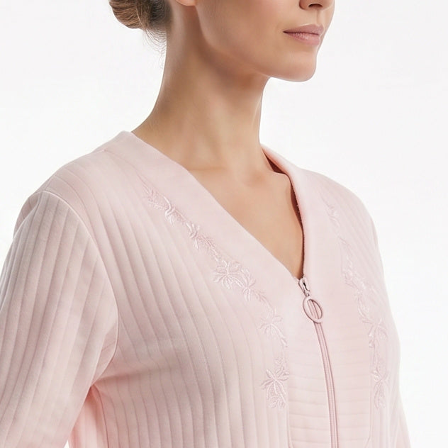 Miss Elaine Long Robes Long Sleeve With Zip-MISE864855UT