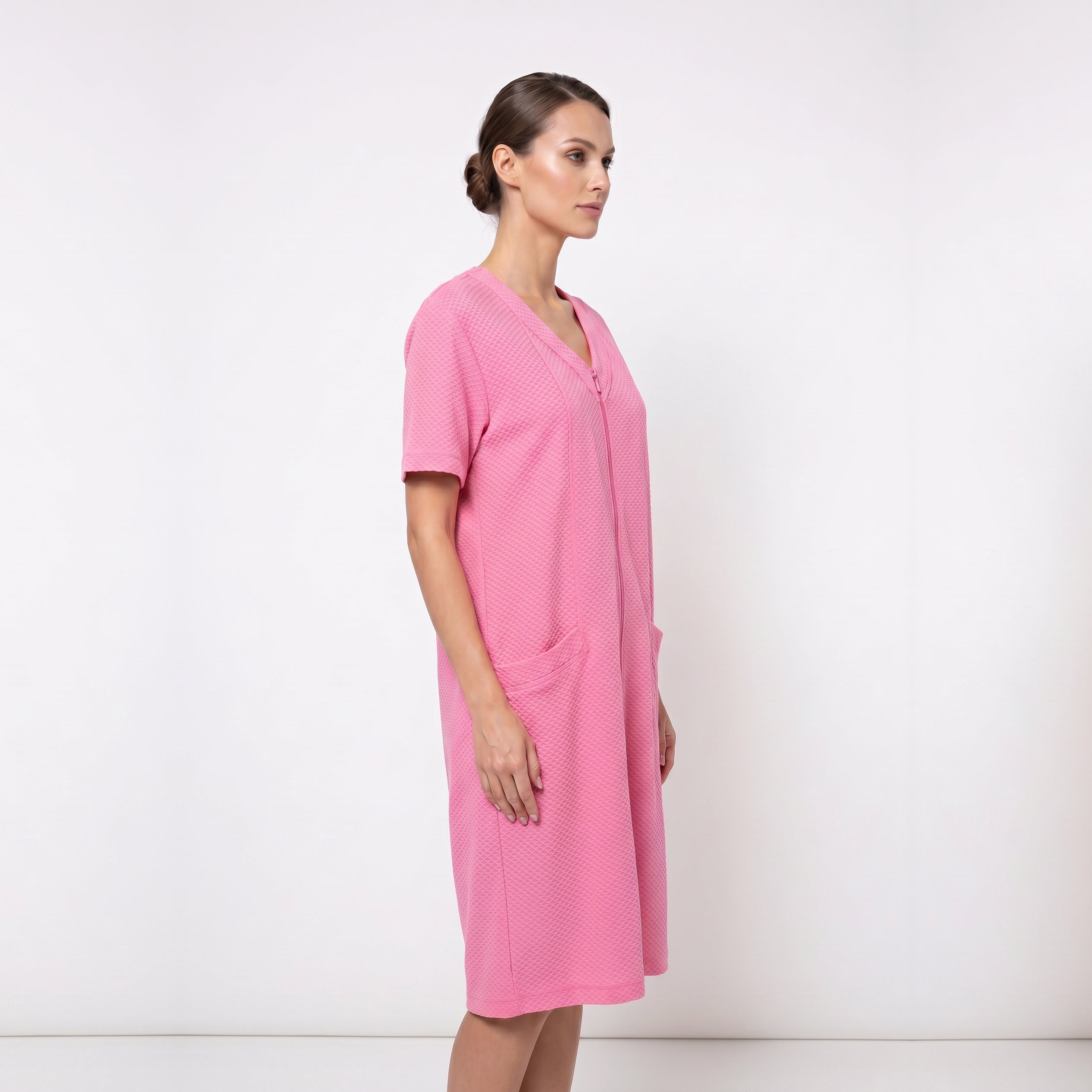 Miss Elaine Short Robes Short Sleeve With Zip-MISE834845UT