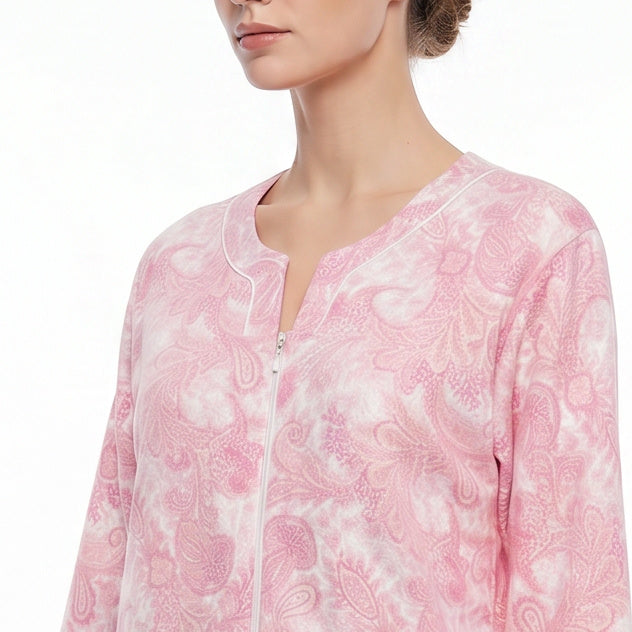 Miss Elaine Long Robes Long Sleeve With Zip-MISE664825UT