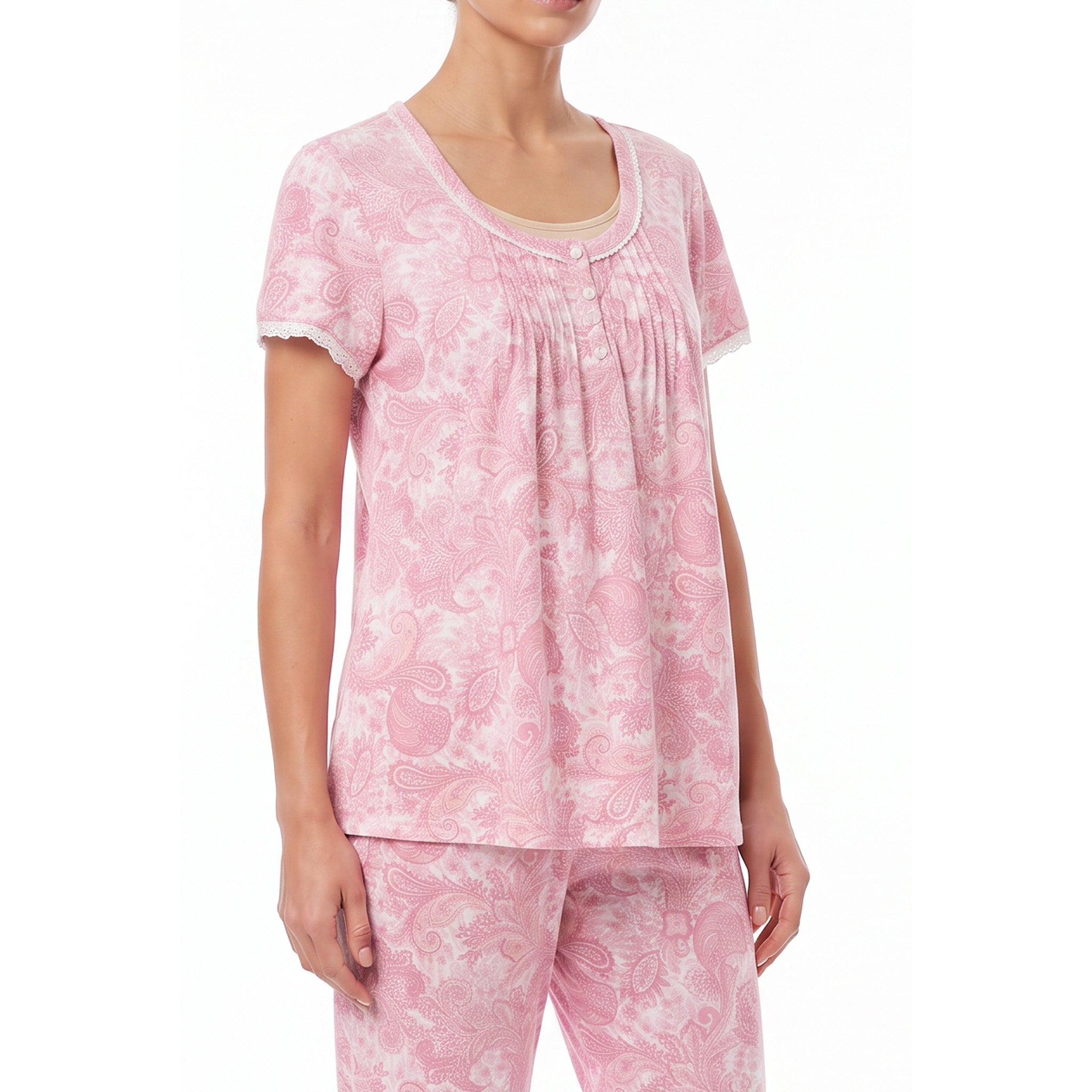Miss Elaine Pajama Set Short Sleeve-MISE404825UT