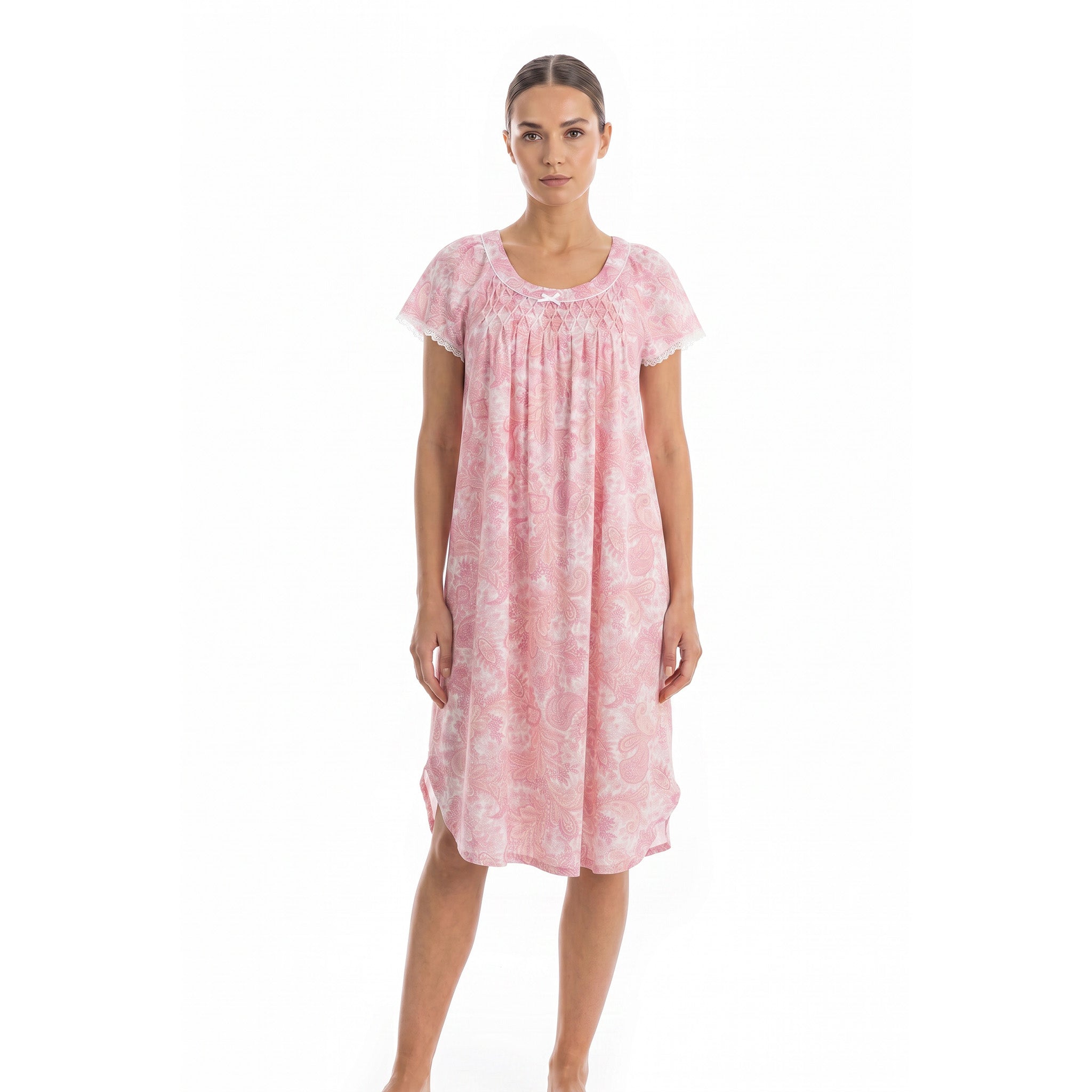 MISS ELAINE CO - Miss Elaine Short Gown Short Sleeve-MISE204825UT - Aluna Kuwait