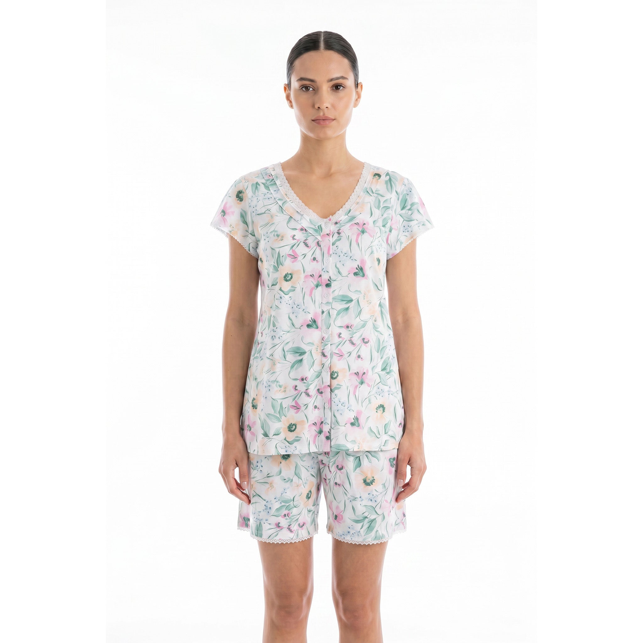 MISS ELAINE CO - Miss Elaine Pajama Set Short Sleeve & Shorts-MISE104815UT - Aluna Kuwait