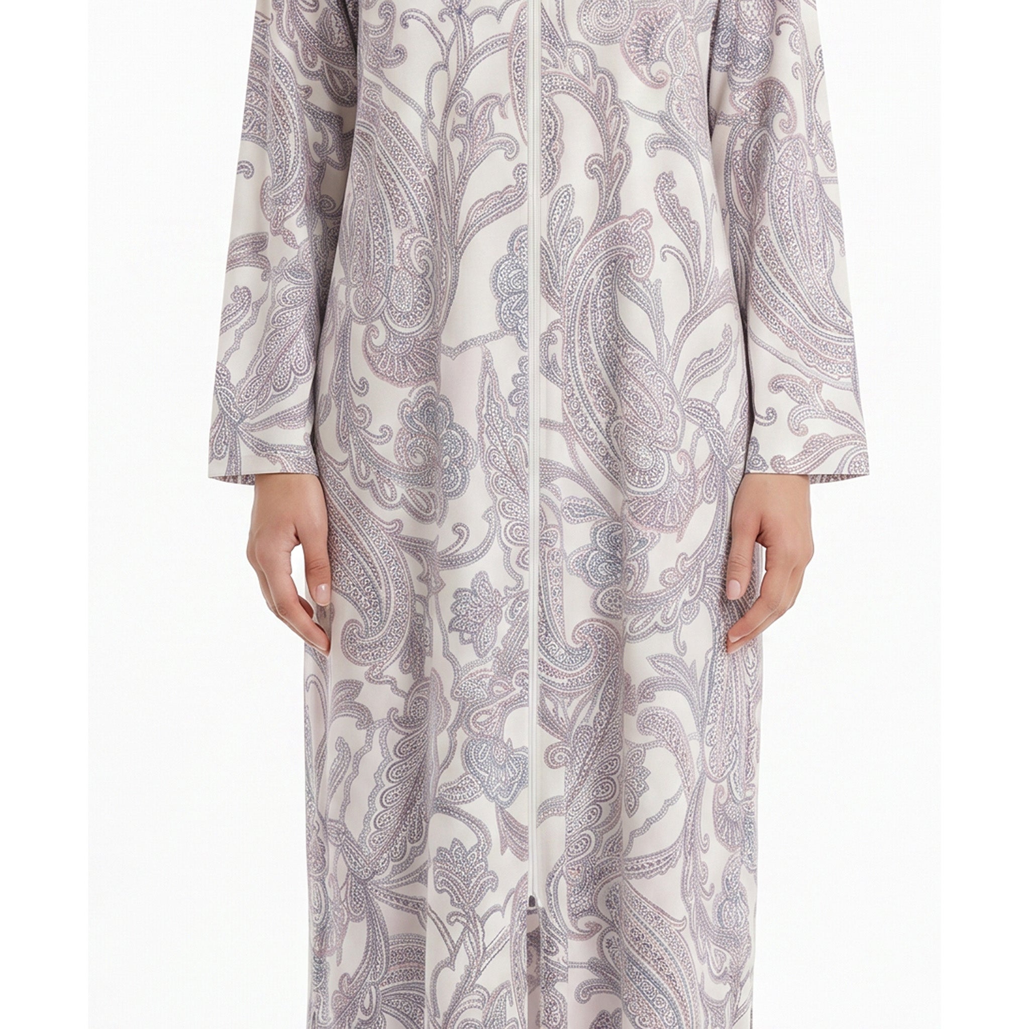 Miss Elaine Long Robe Long Sleeve With Zip-MISE866865UT