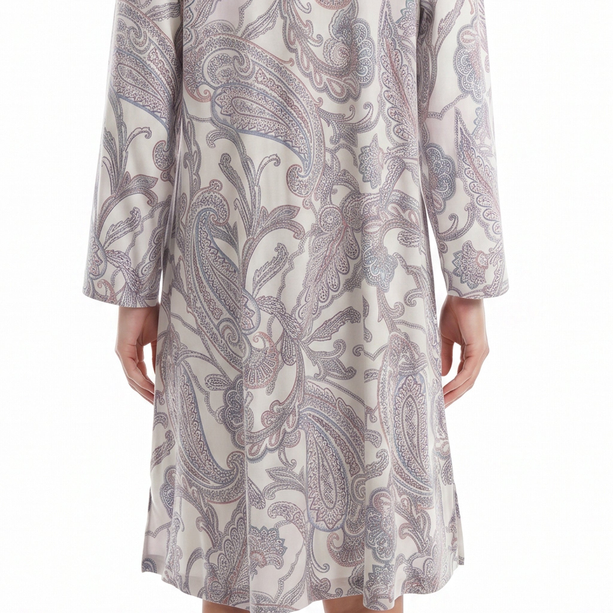 Miss Elaine Short Robe Long Sleeve With Button-MISE856865UT