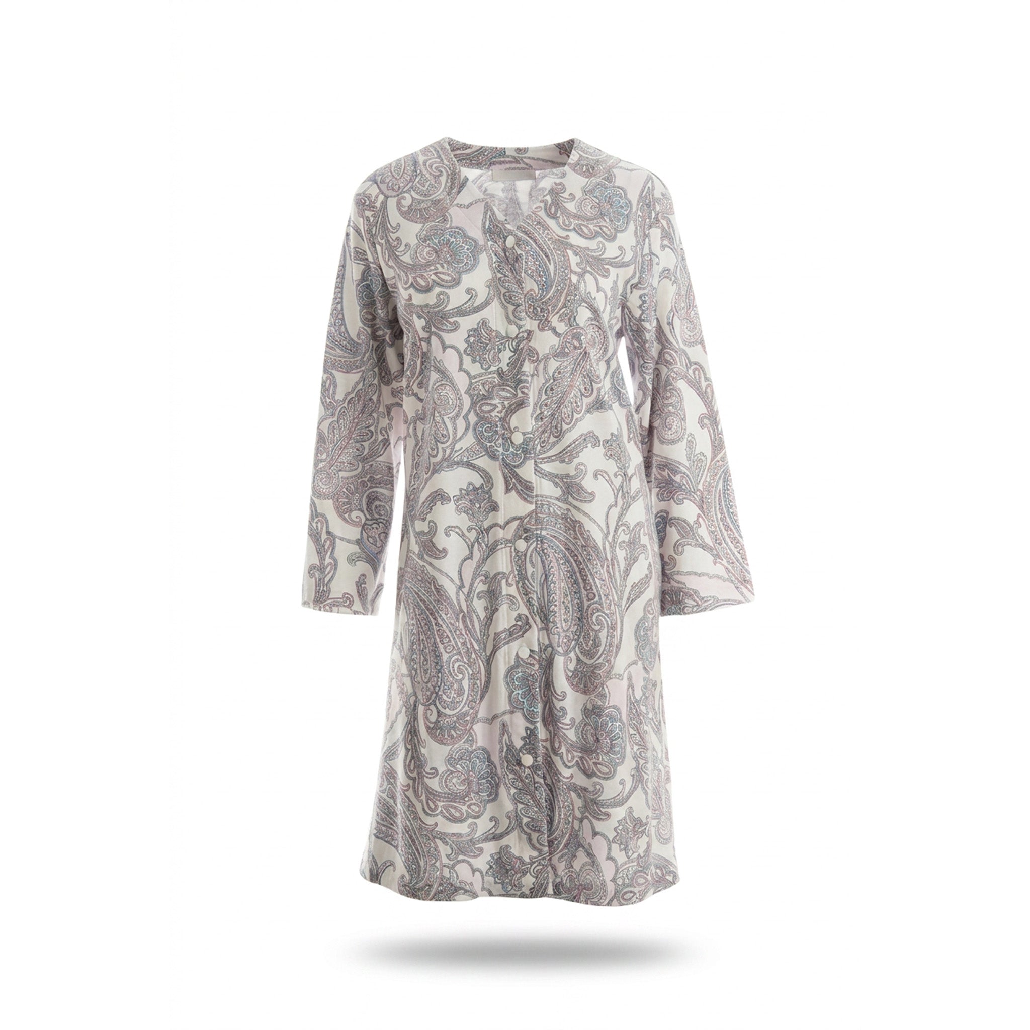 Miss Elaine Short Robe Long Sleeve With Button-MISE856865UT