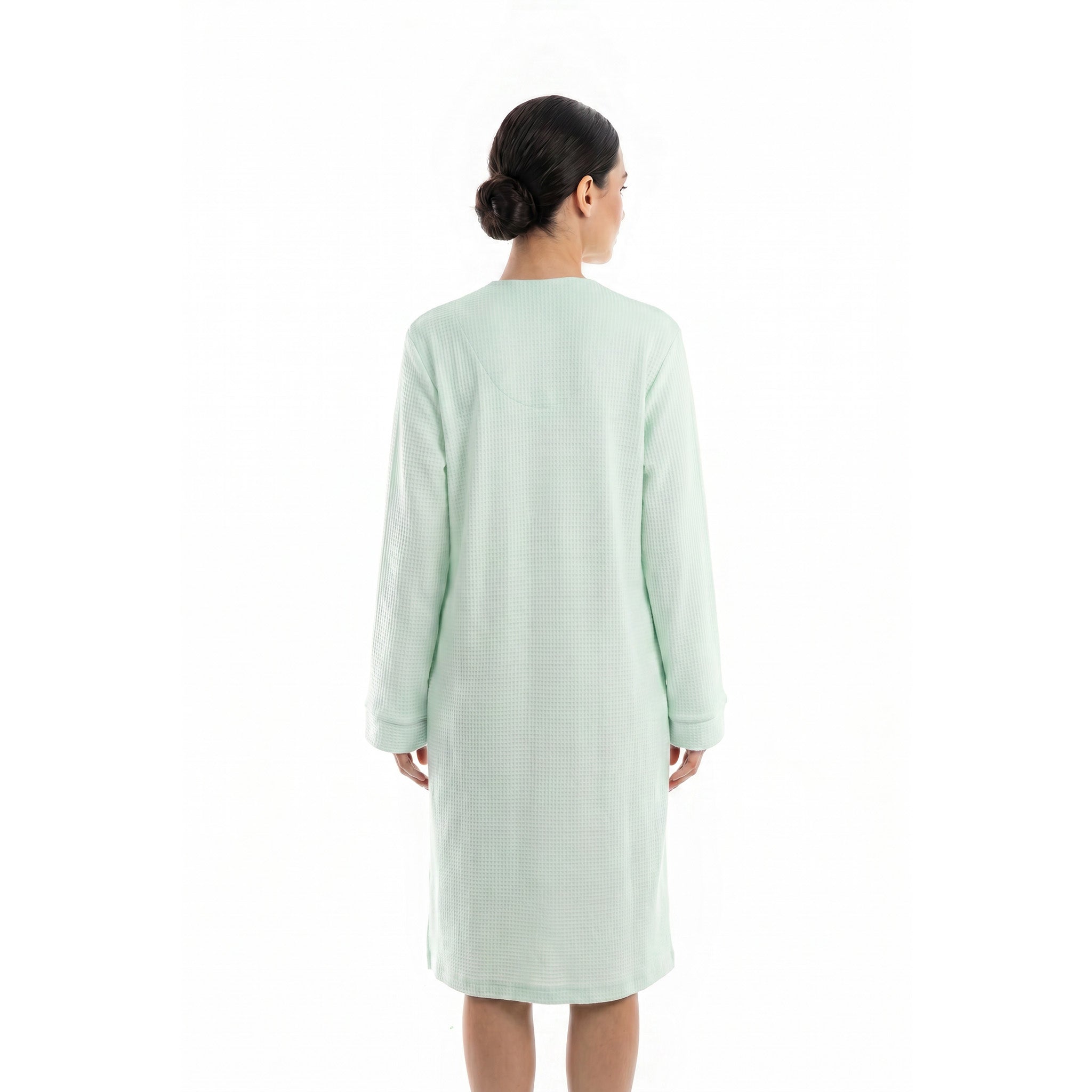 Miss Elaine Short Robe Long Sleeve With Button-MISE346825UT
