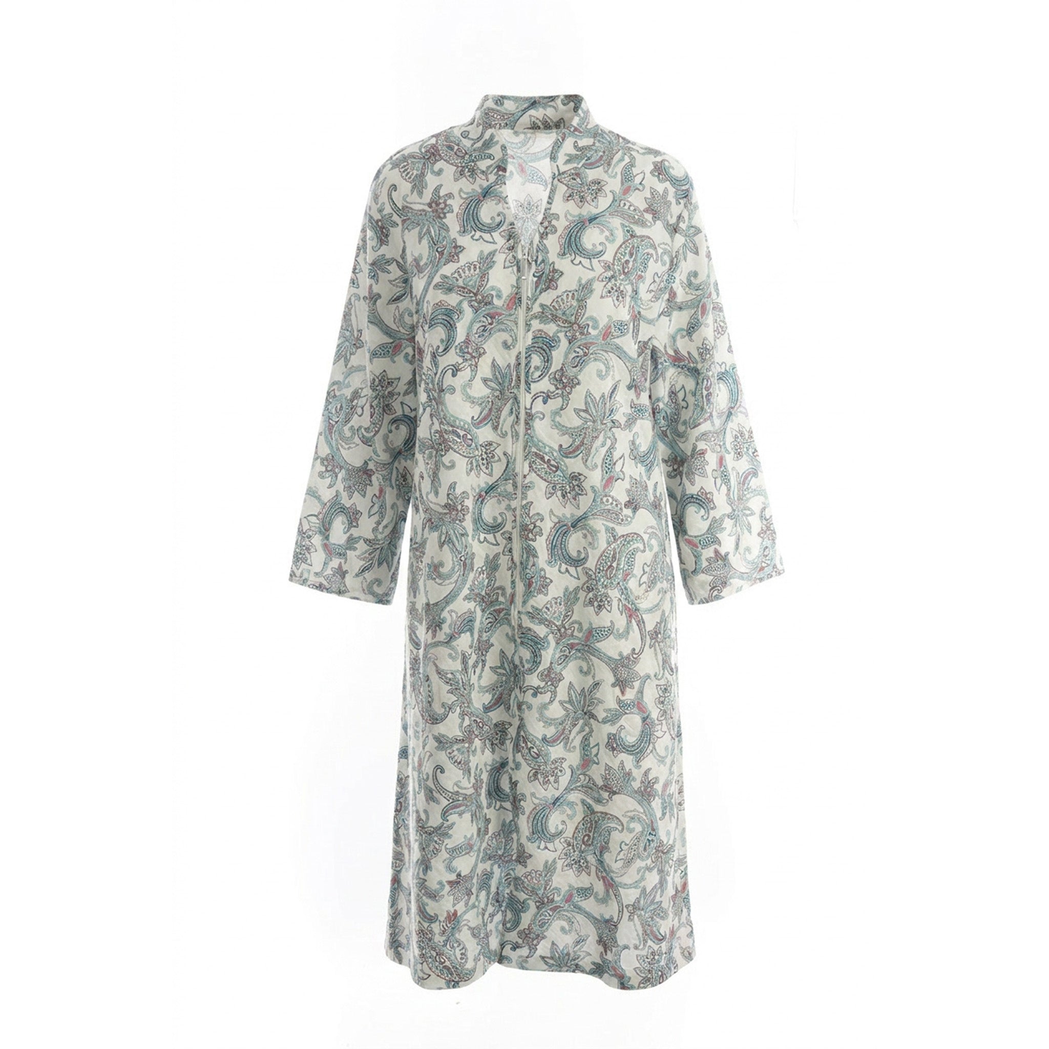 Miss Elaine Short Robe Long Sleeve With Zip-MISE366425UT