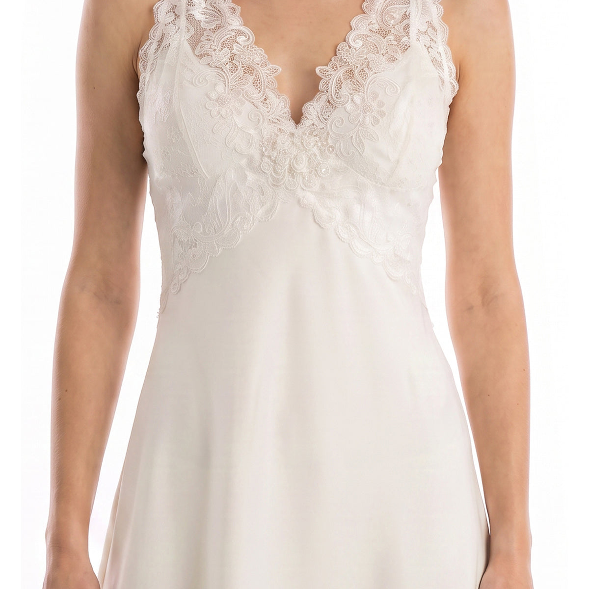 Cinema Etoile Soft cup lace halter chemise with satin skirt - CA61321