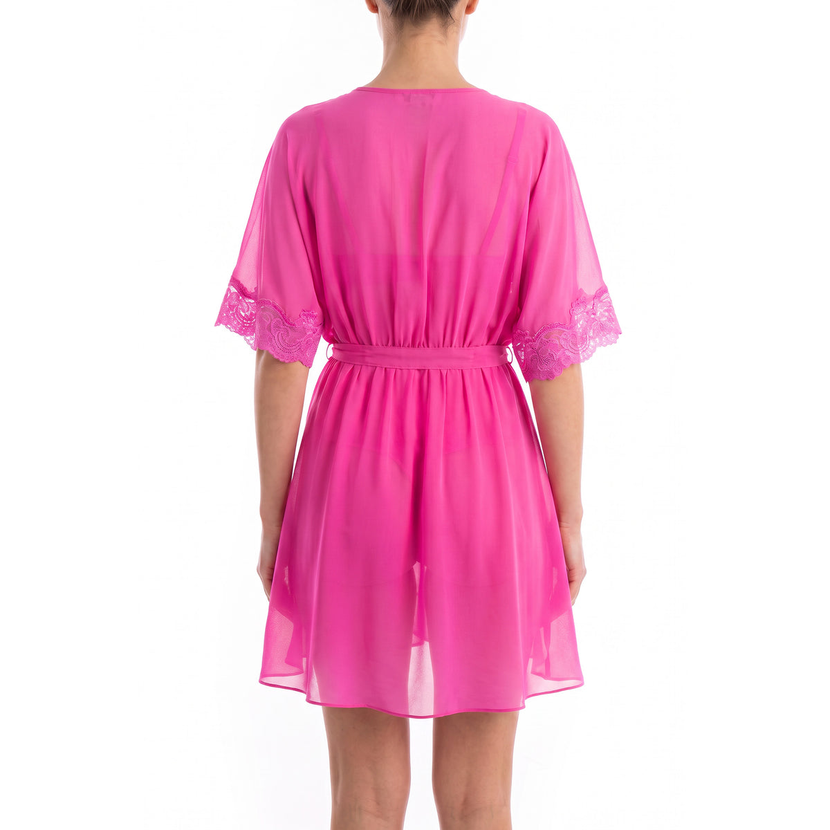 Cinema Etoile Molded cup chiffon and lace babydoll and robe set - CA49784