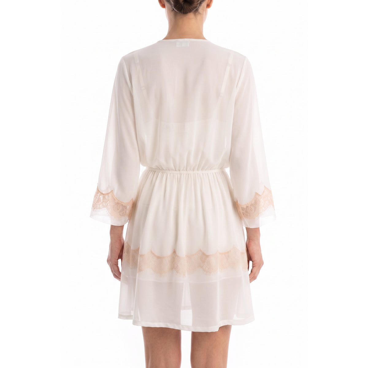 Cinema Etoile Molded cup chiffon and eyelash lace babydoll and robe set - CA49045