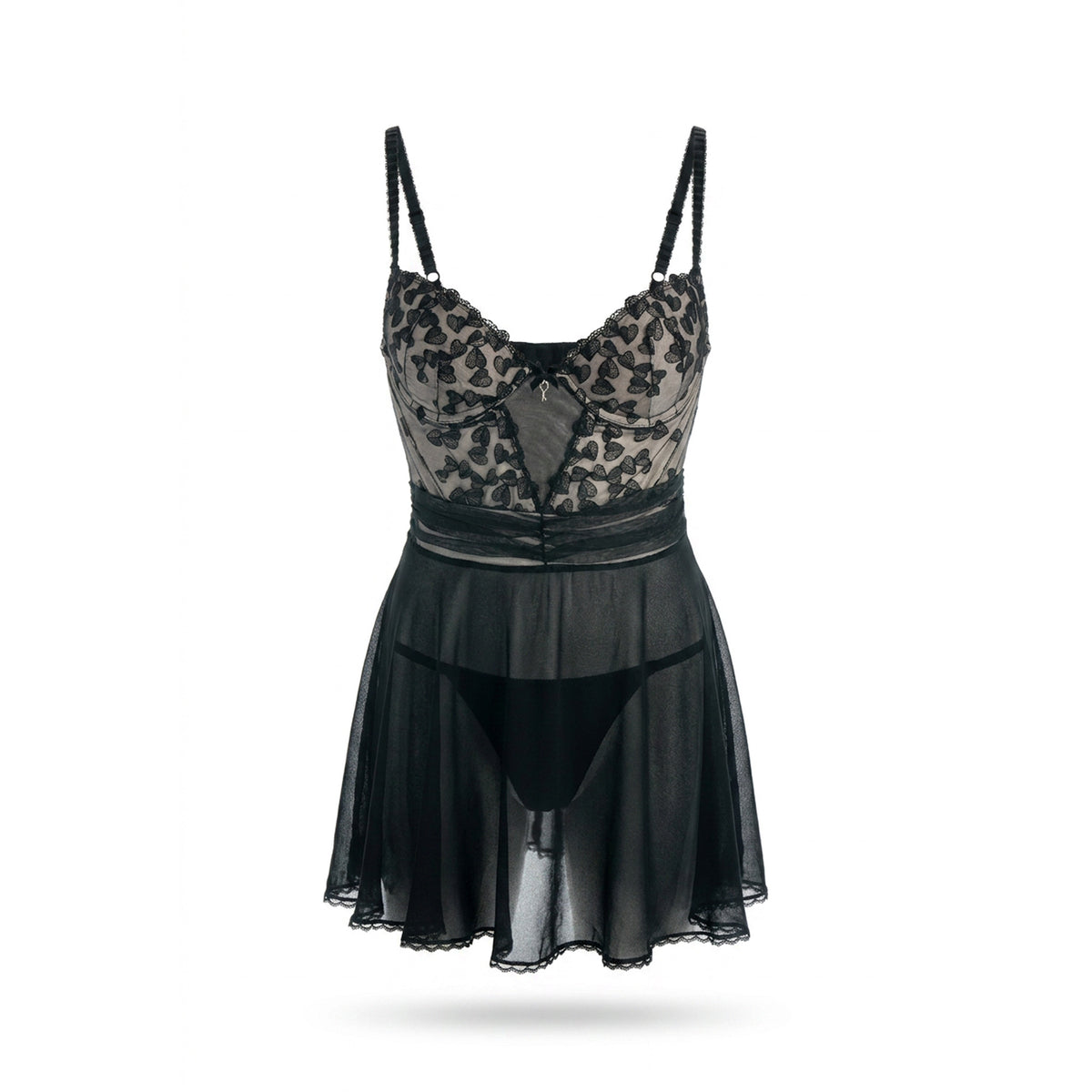 Cinema Etoile Molded cup chiffon babydoll with heart embroidery - CA470104