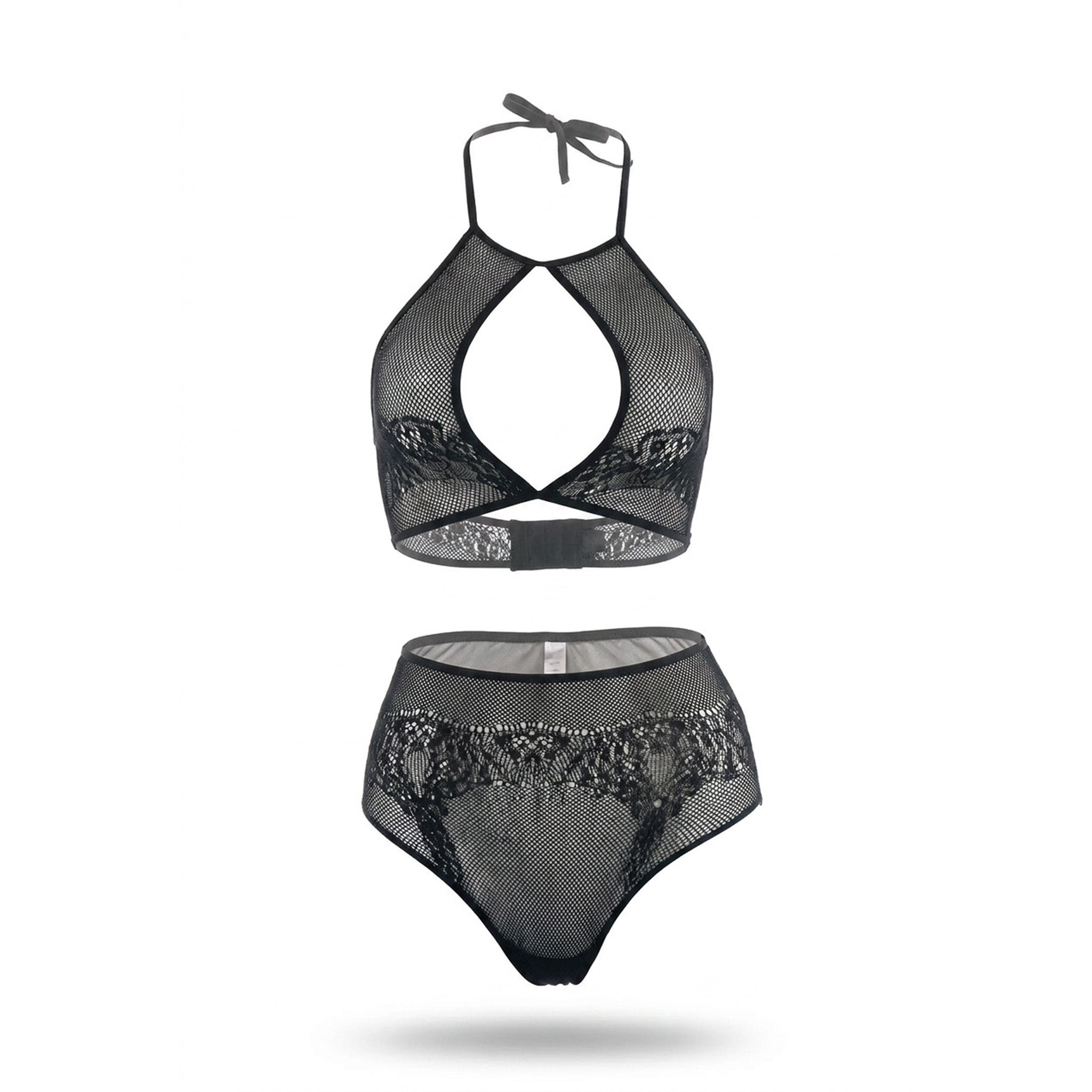 Leg Avenue 2 Pc Set halter crop top and high waist thong pan