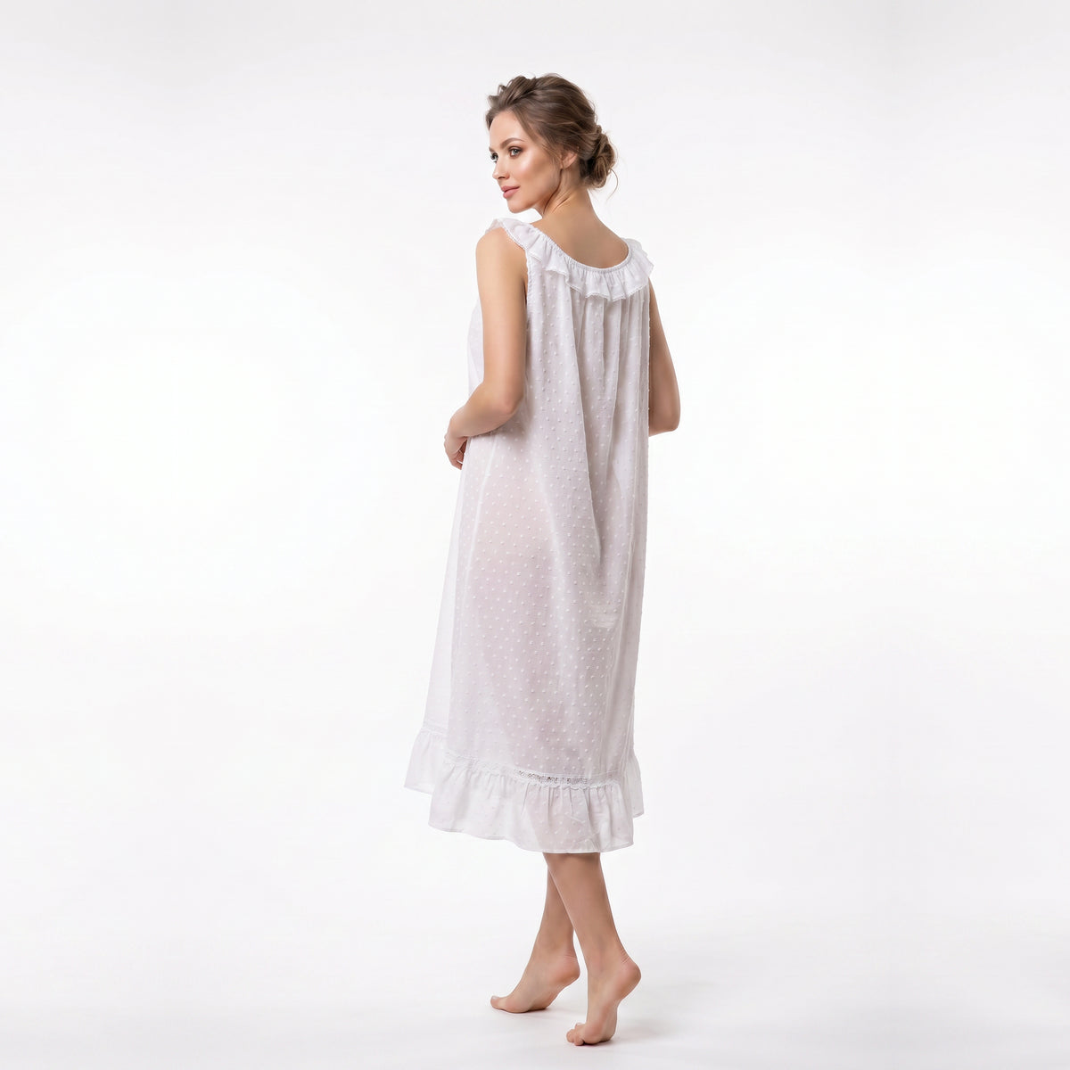 EILEEN WEST Gown - Eileen West Midi Gown Sleeveless Ruffle 36" -CAE20070 - Aluna Kuwait