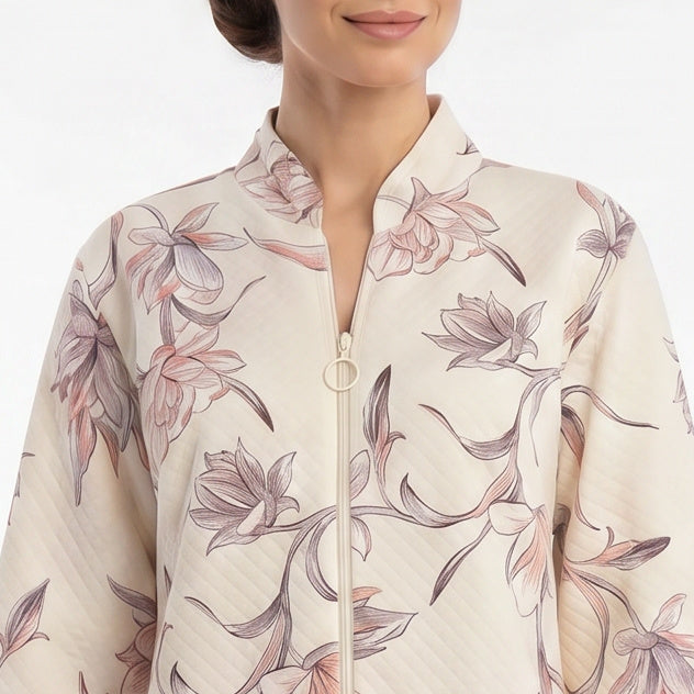 Miss Elaine Long Robes Long Sleeve With Zip-MISE864865UT