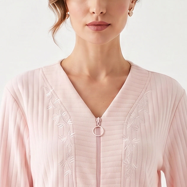 Miss Elaine Long Robes Long Sleeve With Zip-MISE864855UT