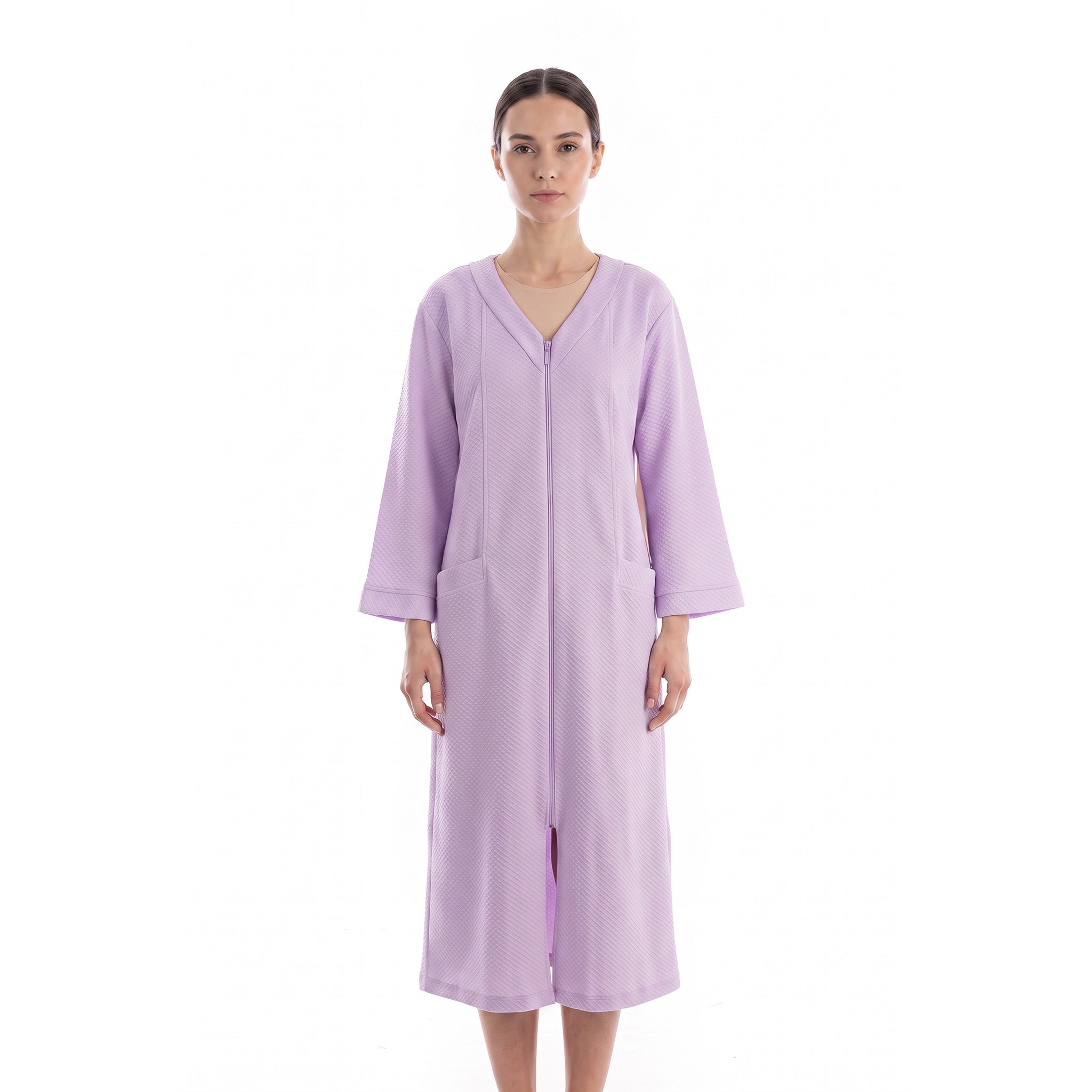 Miss Elaine Long Robes Long Sleeve With Zip-MISE864845UT
