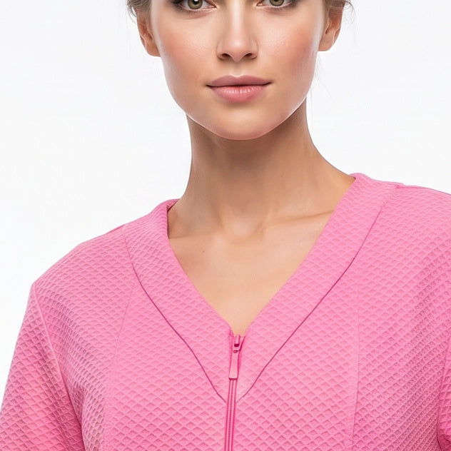 Miss Elaine Short Robes Short Sleeve With Zip-MISE834845UT