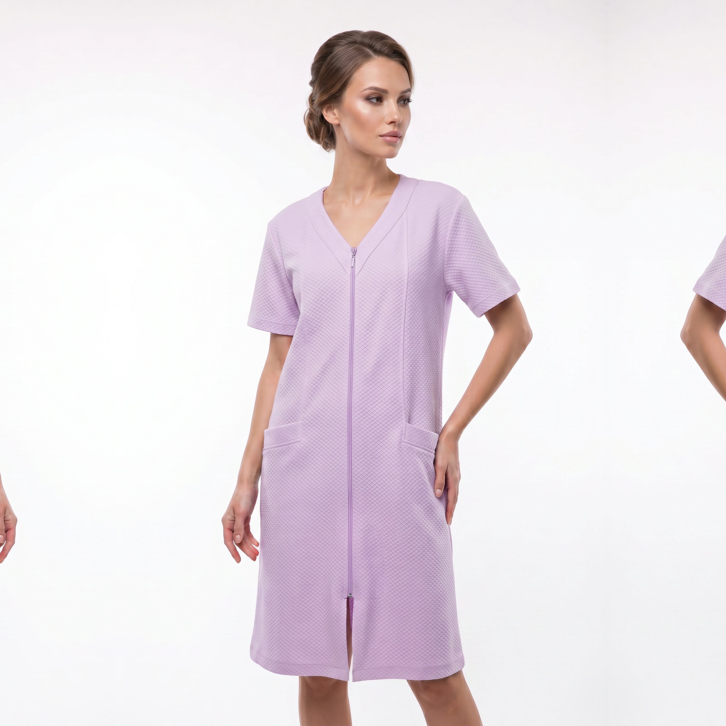 Miss Elaine Short Robes Short Sleeve With Zip-MISE834845UT