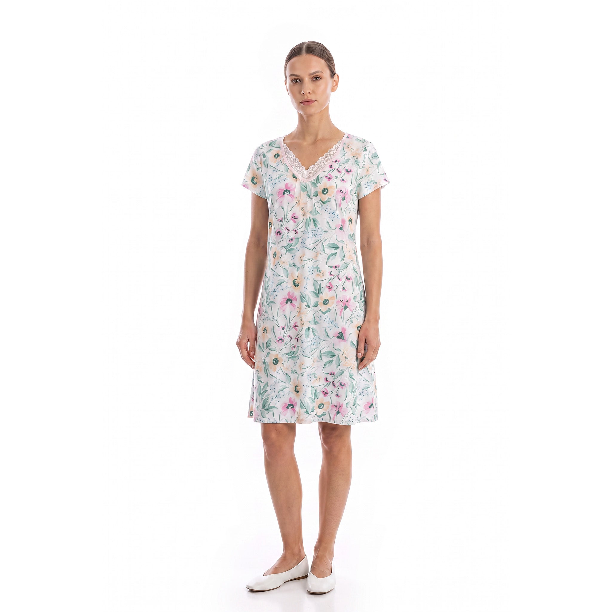 MISS ELAINE CO  - Miss Elaine Short Gown Short Sleeve-MISE204815UT - Aluna Kuwait