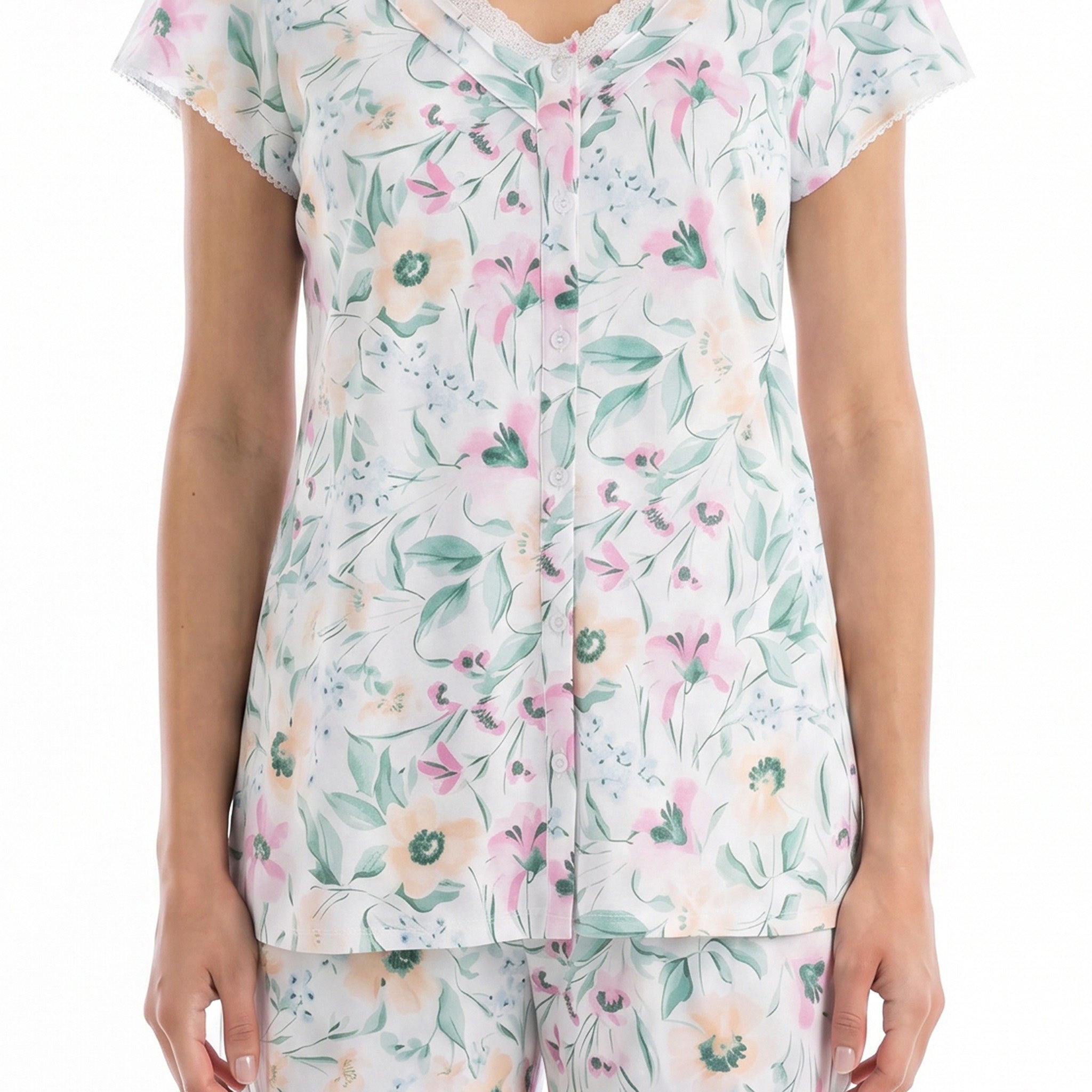 Miss Elaine Pajama Set Short Sleeve & Shorts-MISE104815UT