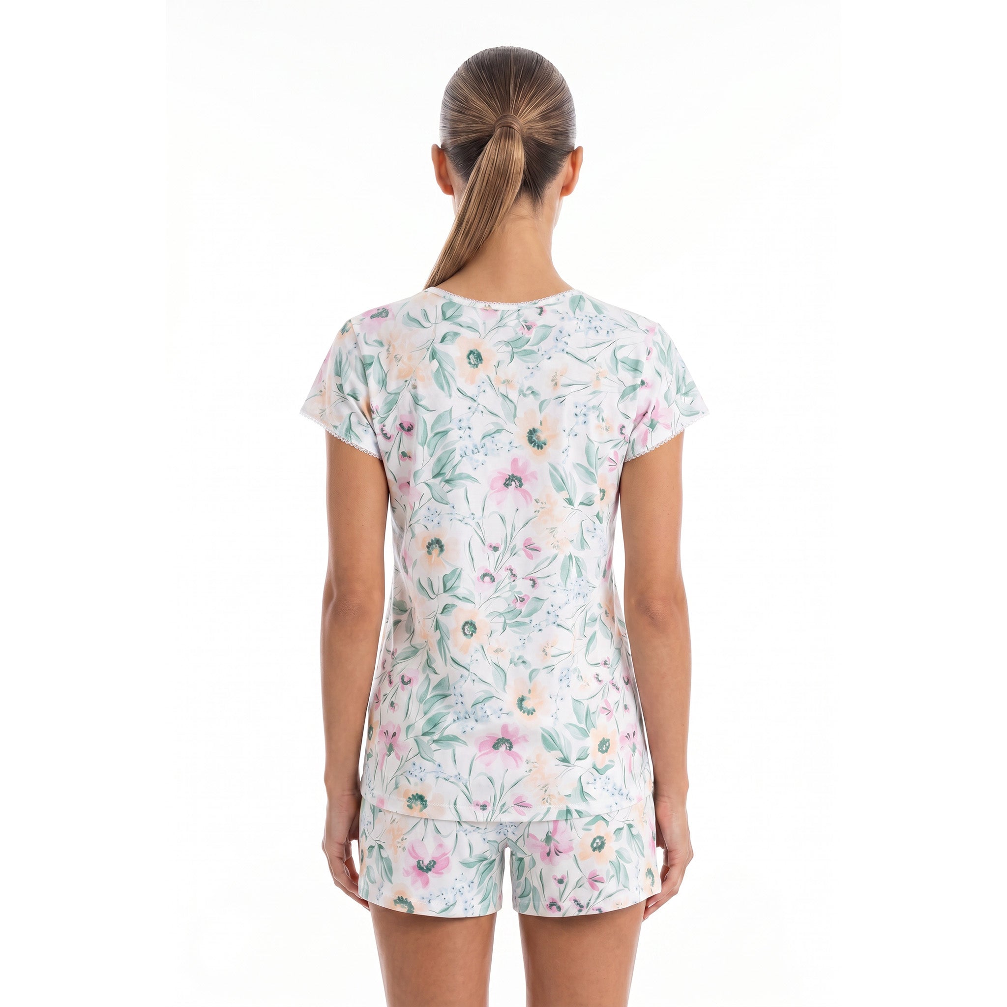 MISS ELAINE CO  - Miss Elaine Pajama Set Short Sleeve & Shorts-MISE104815UT - Aluna Kuwait