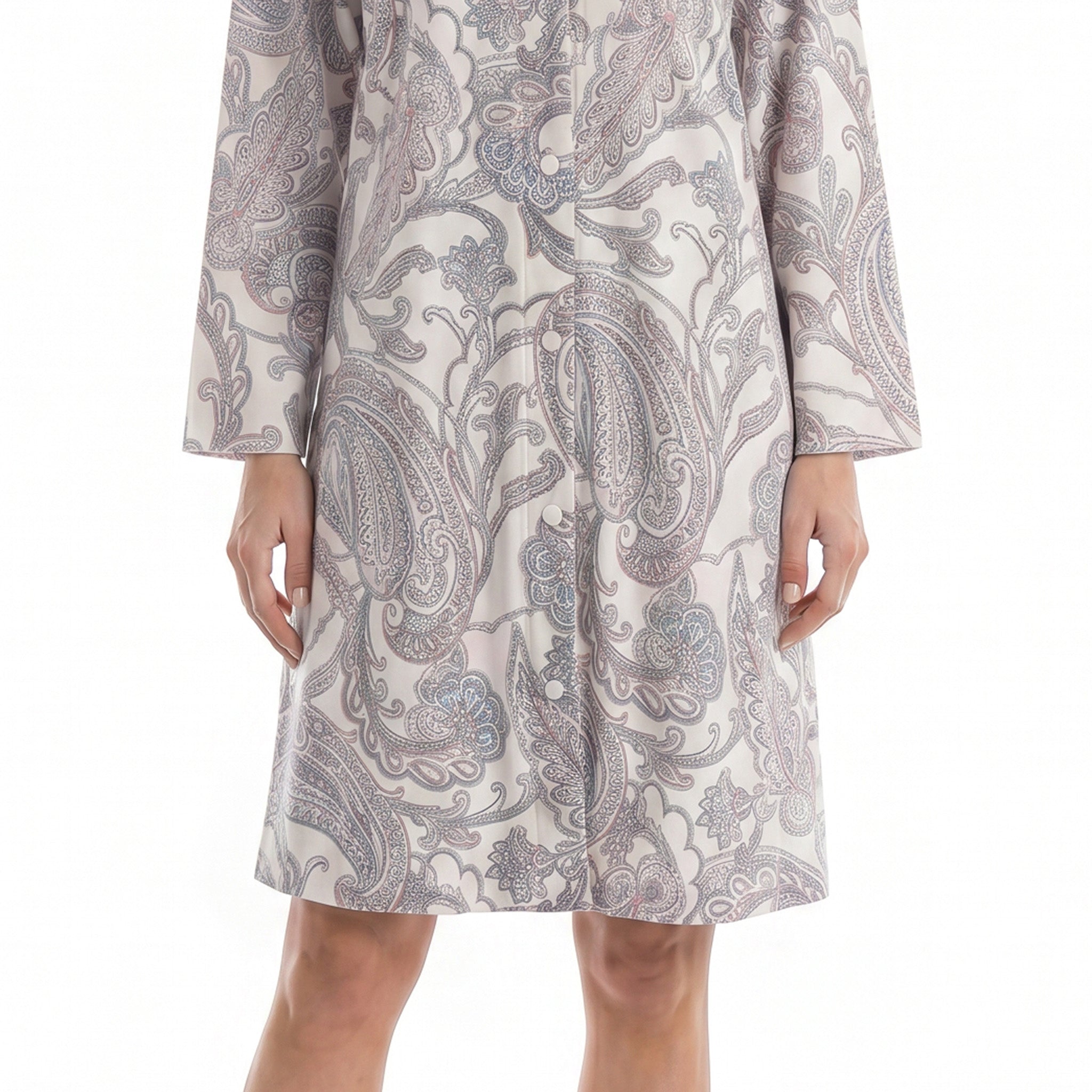 Miss Elaine Short Robe Long Sleeve With Button-MISE856865UT