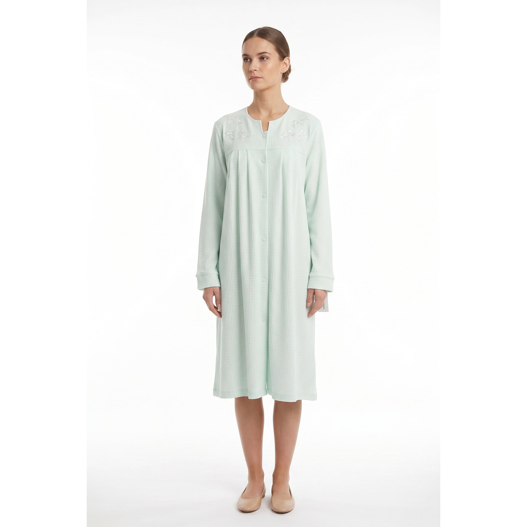 Miss Elaine Short Robe Long Sleeve With Button-MISE346825UT