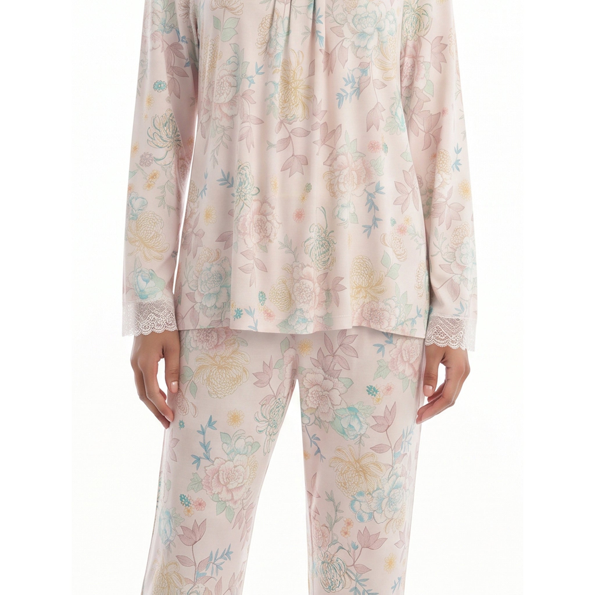 Miss Elaine Pajama Set Long Sleeve-MISE406815UT