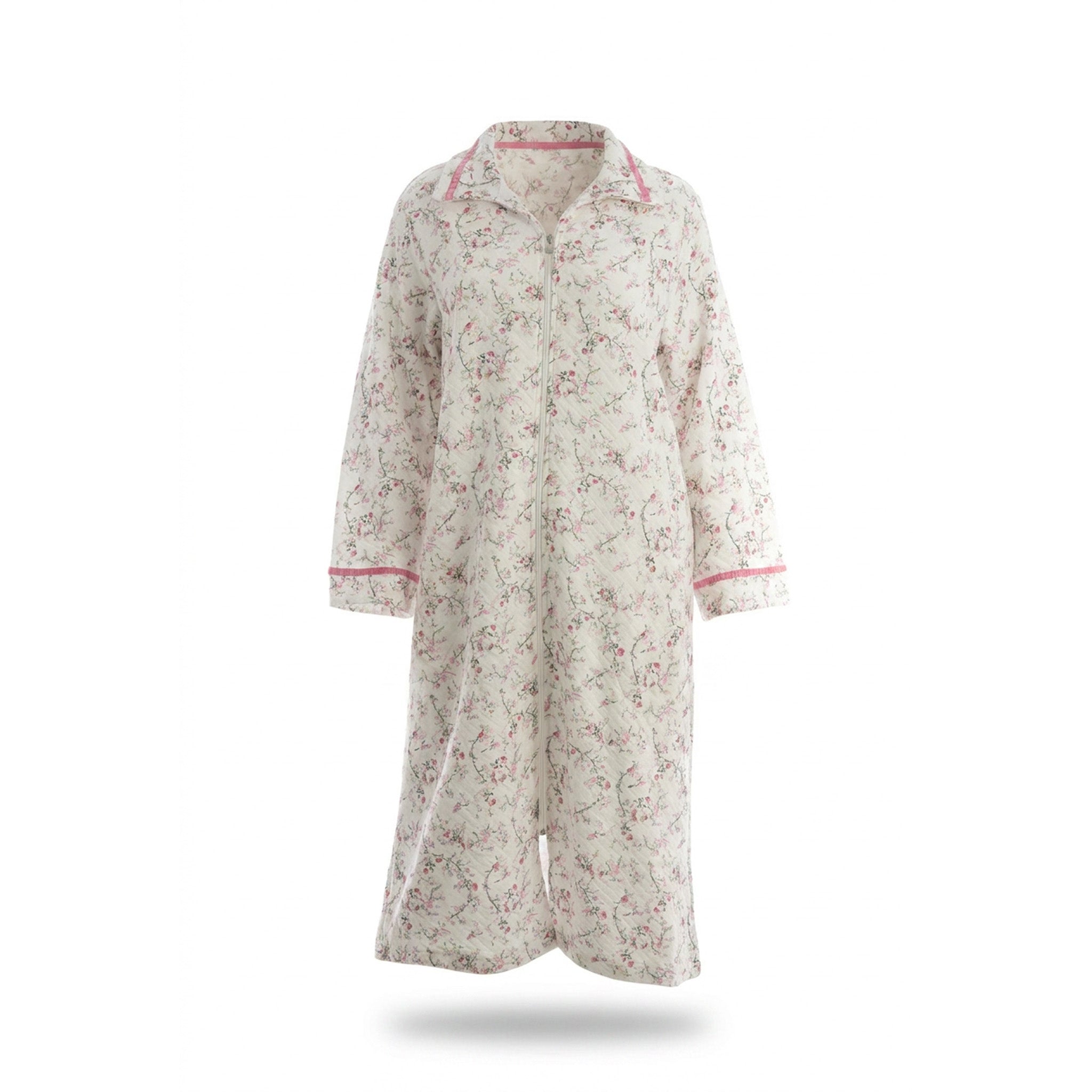 Miss Elaine Short Robe Long Sleeve With Zip-MISE366415UT
