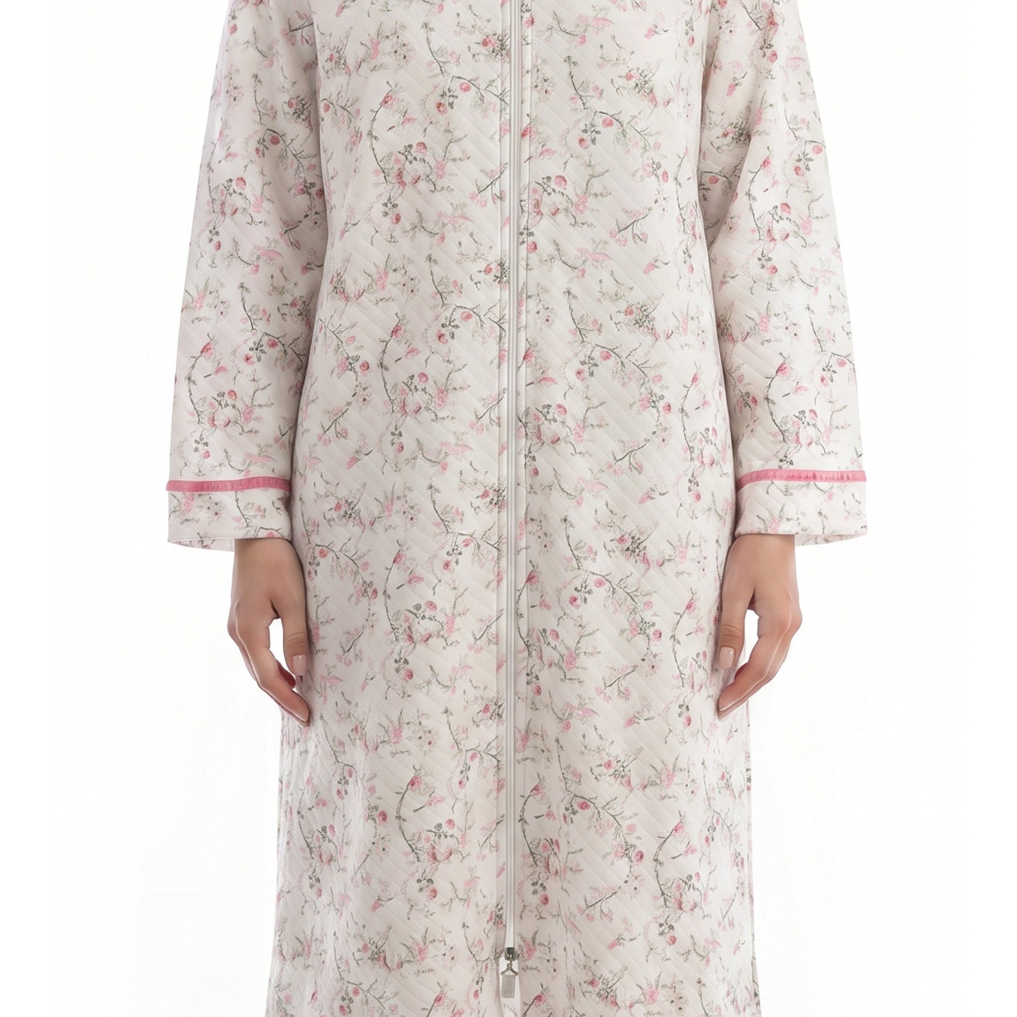 Miss Elaine Short Robe Long Sleeve With Zip-MISE366415UT