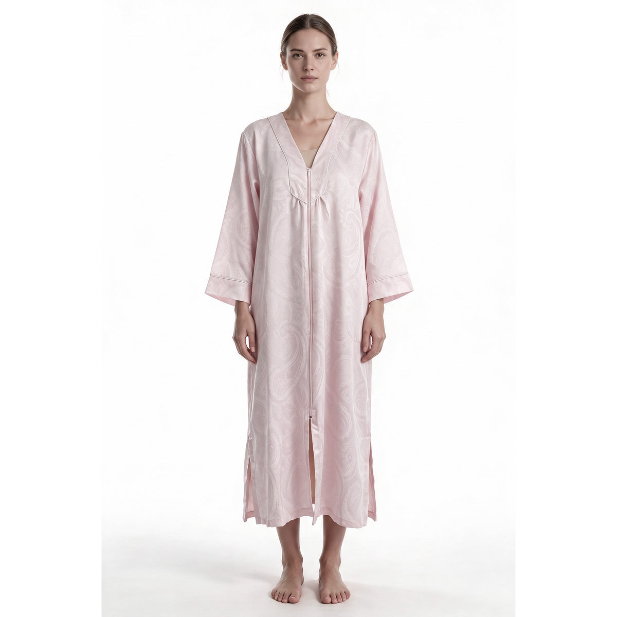MISS ELAINE Robes - Miss Elaine Long Robe Long Sleeve With Zip-MISE866125UT - Aluna Kuwait