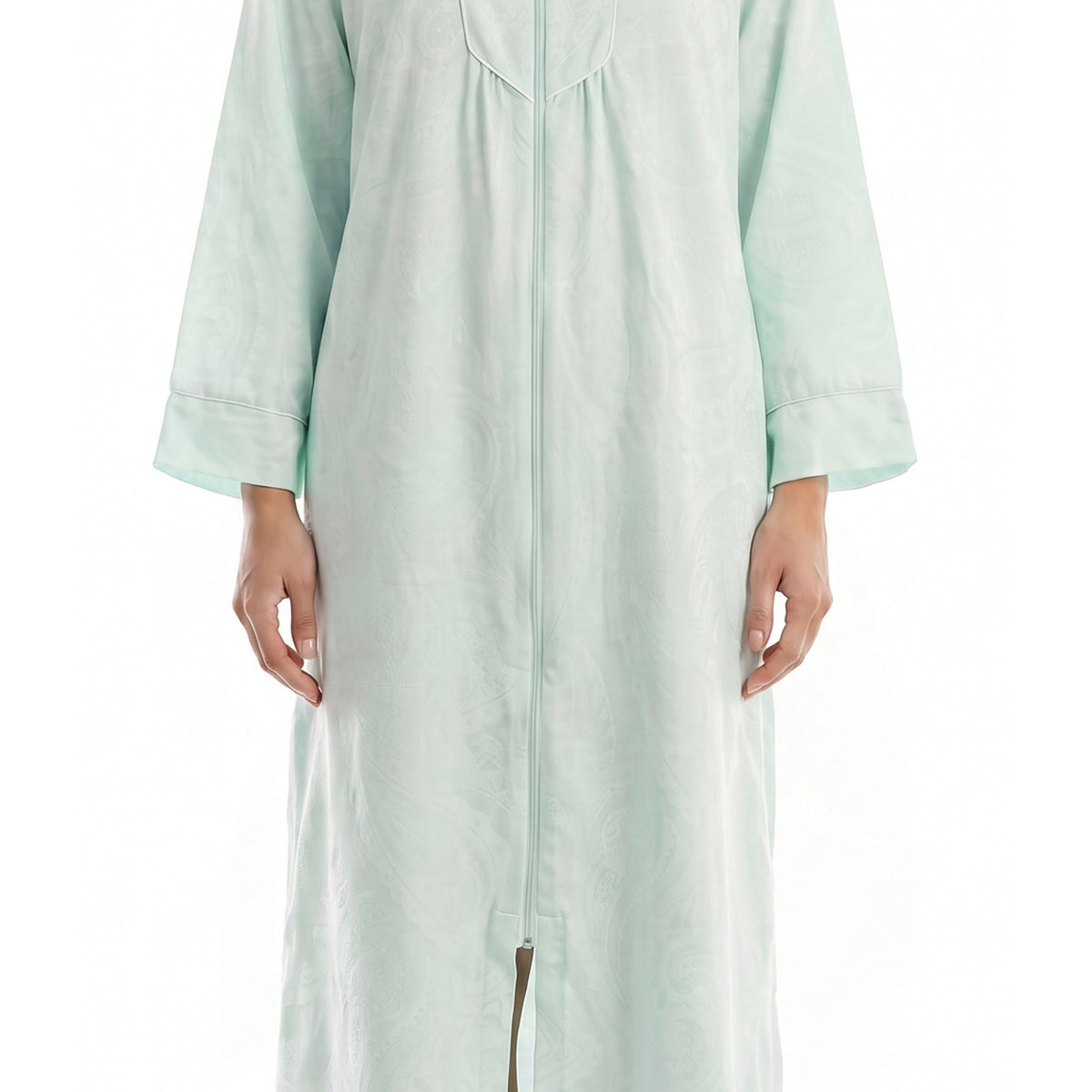 Miss Elaine Long Robe Long Sleeve With Zip-MISE866125UT