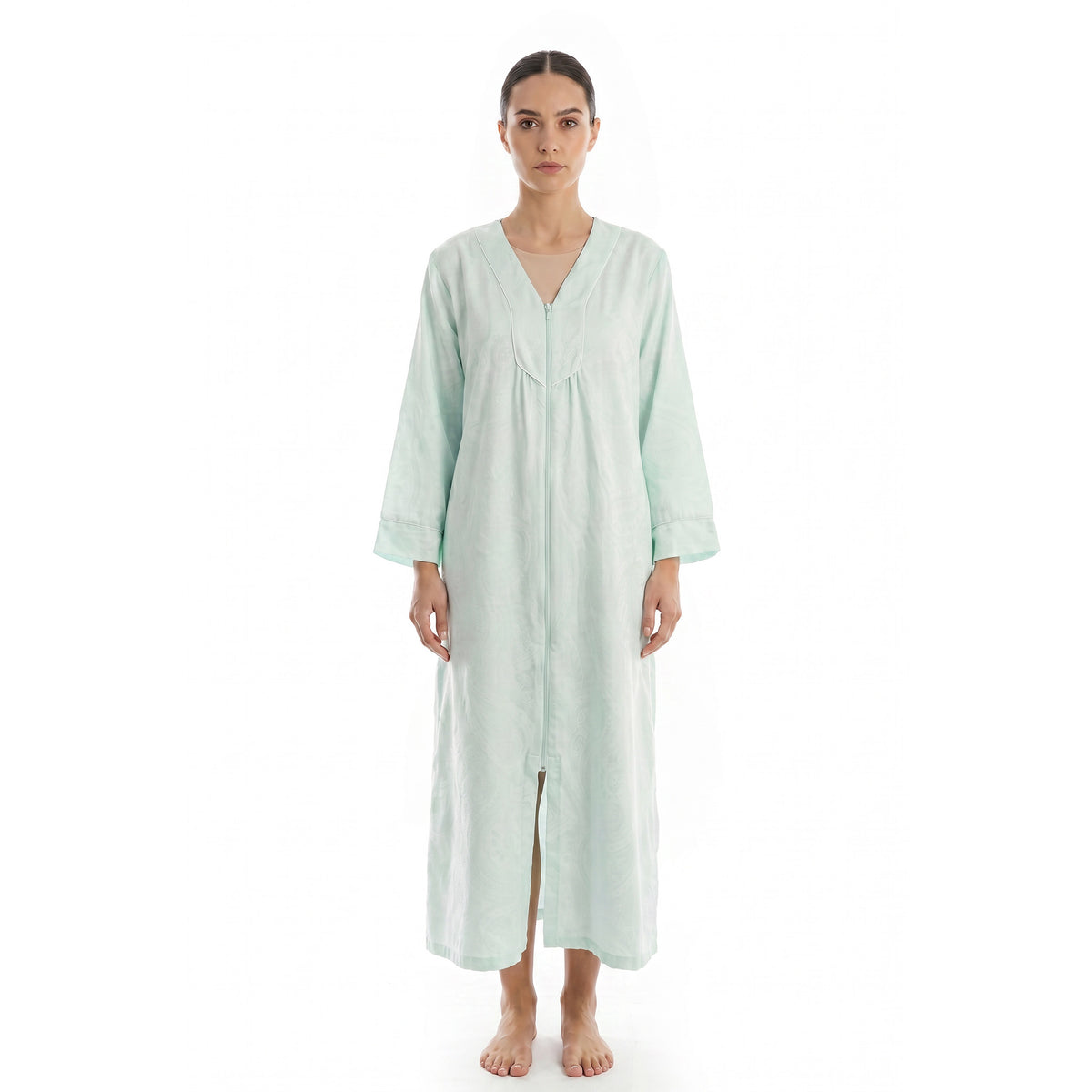 Miss Elaine Long Robe Long Sleeve With Zip-MISE866125UT