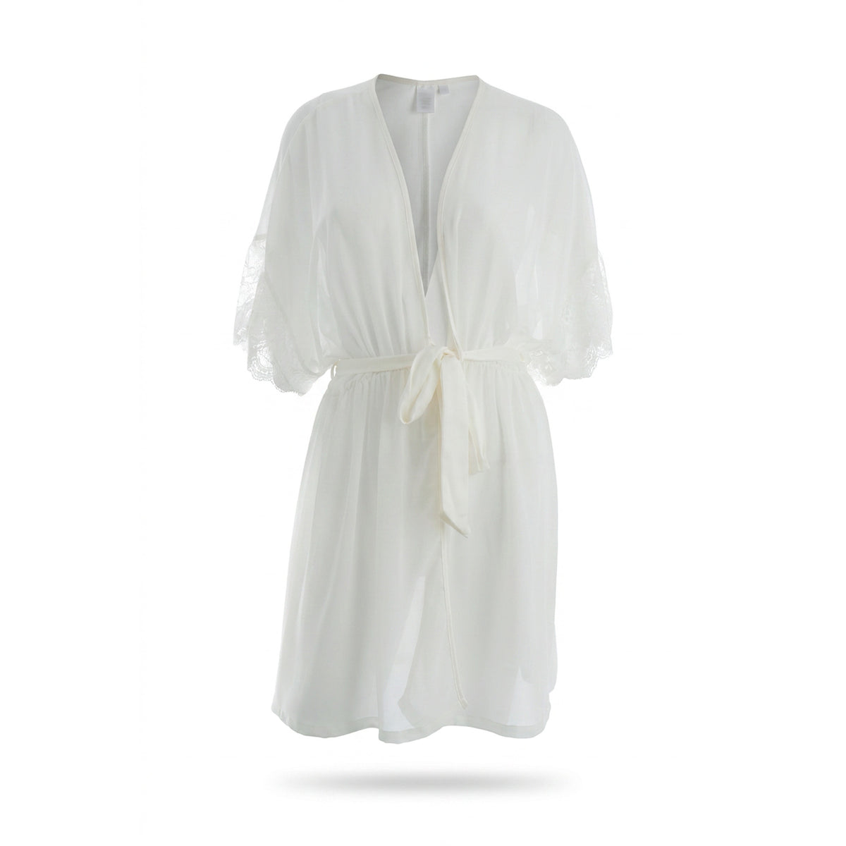 Cinema Etoile Chiffon robe with satin belt and lace trimmed sleeves - CA64321