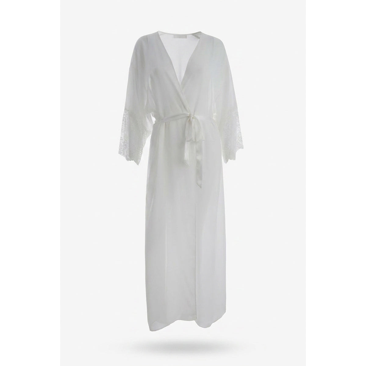 Cinema Etoile Chiffon long robe with lace trimmed sleeves - CA617784