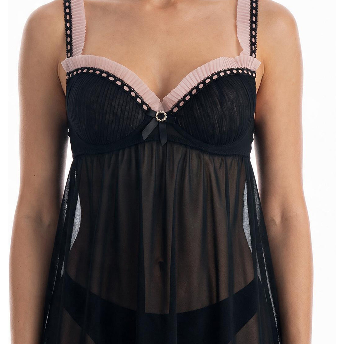 Cinema Etoile Molded cup chiffon and pleated tulle babydoll - CA613606