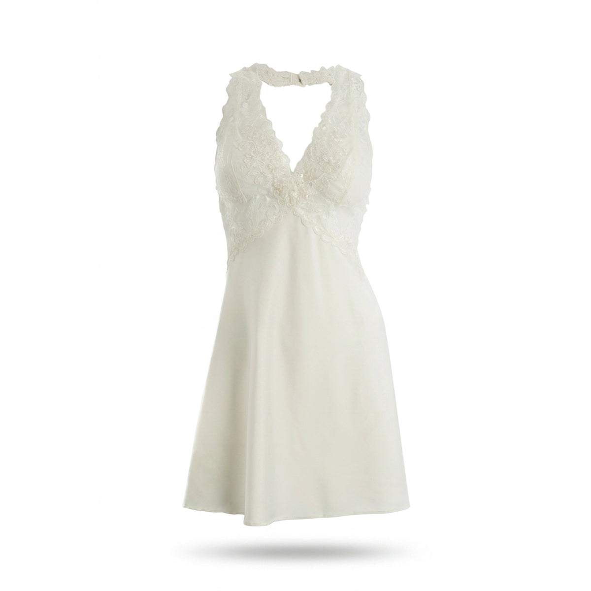 Cinema Etoile Soft cup lace halter chemise with satin skirt - CA61321