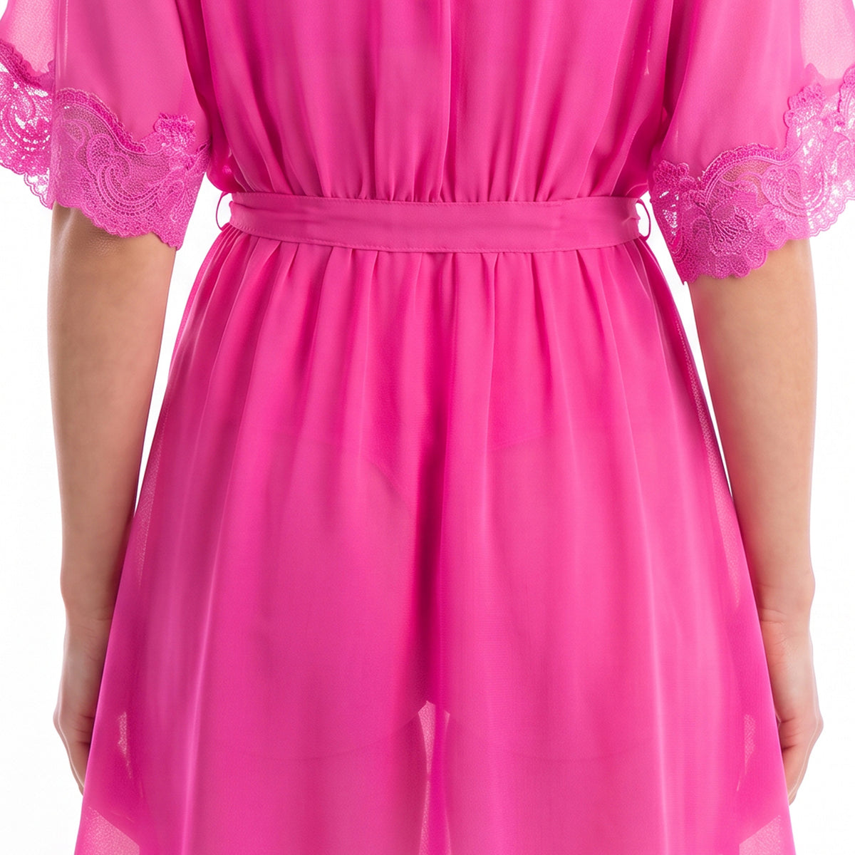Cinema Etoile Molded cup chiffon and lace babydoll and robe set - CA49784