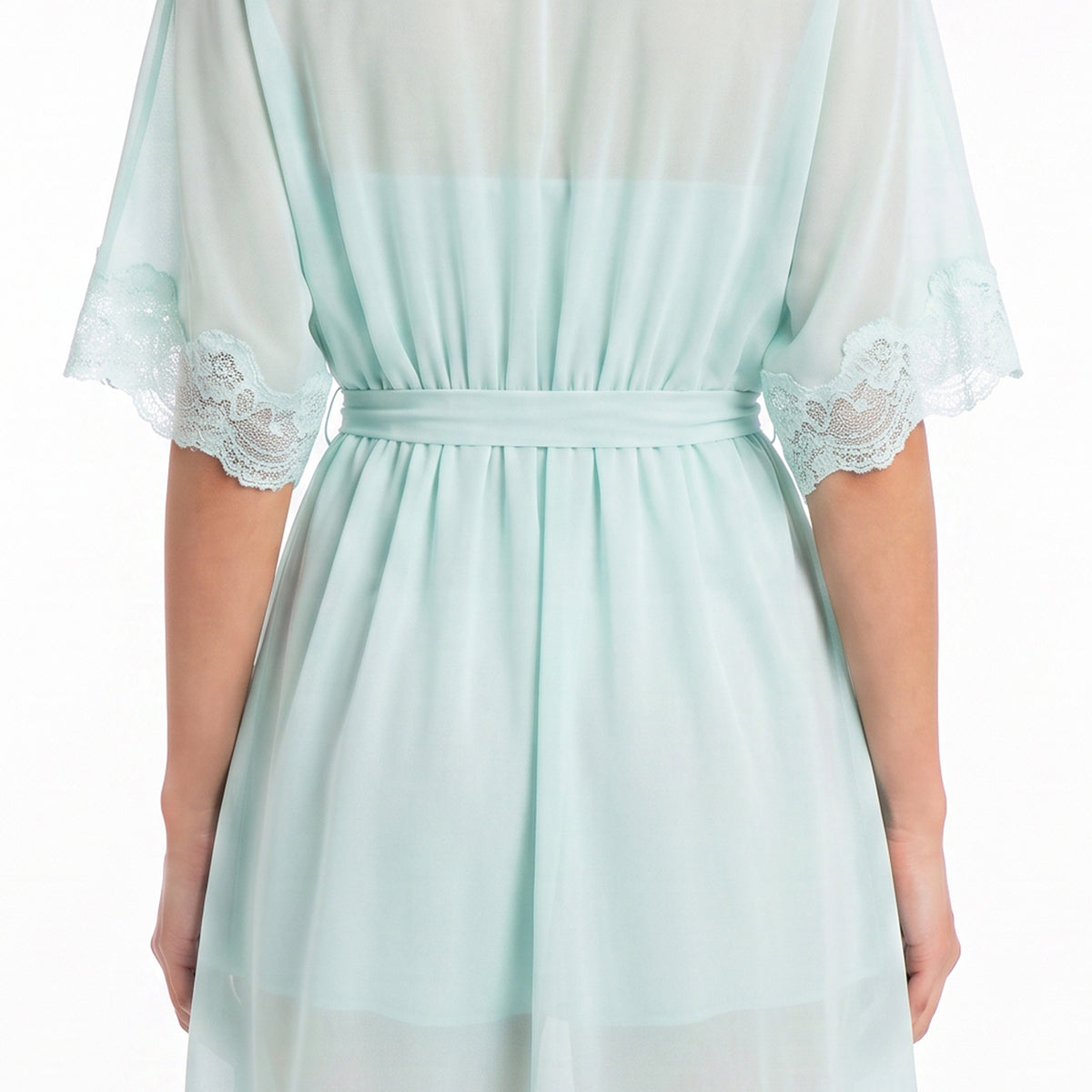 Cinema Etoile Molded cup chiffon and lace babydoll and robe set - CA49784