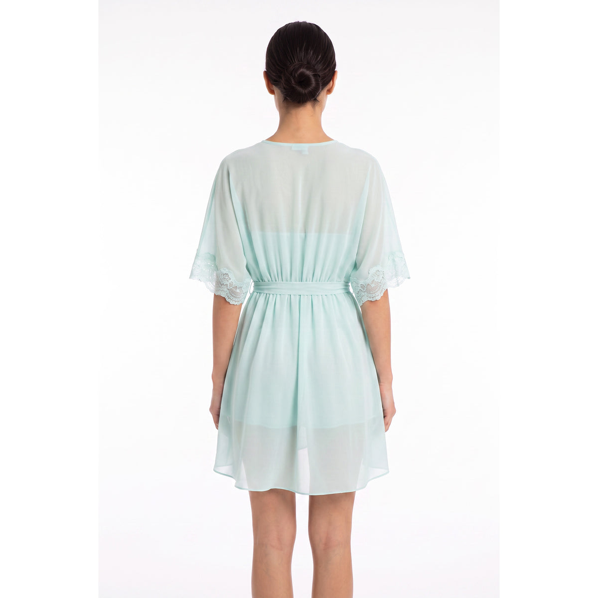Cinema Etoile Molded cup chiffon and lace babydoll and robe set - CA49784