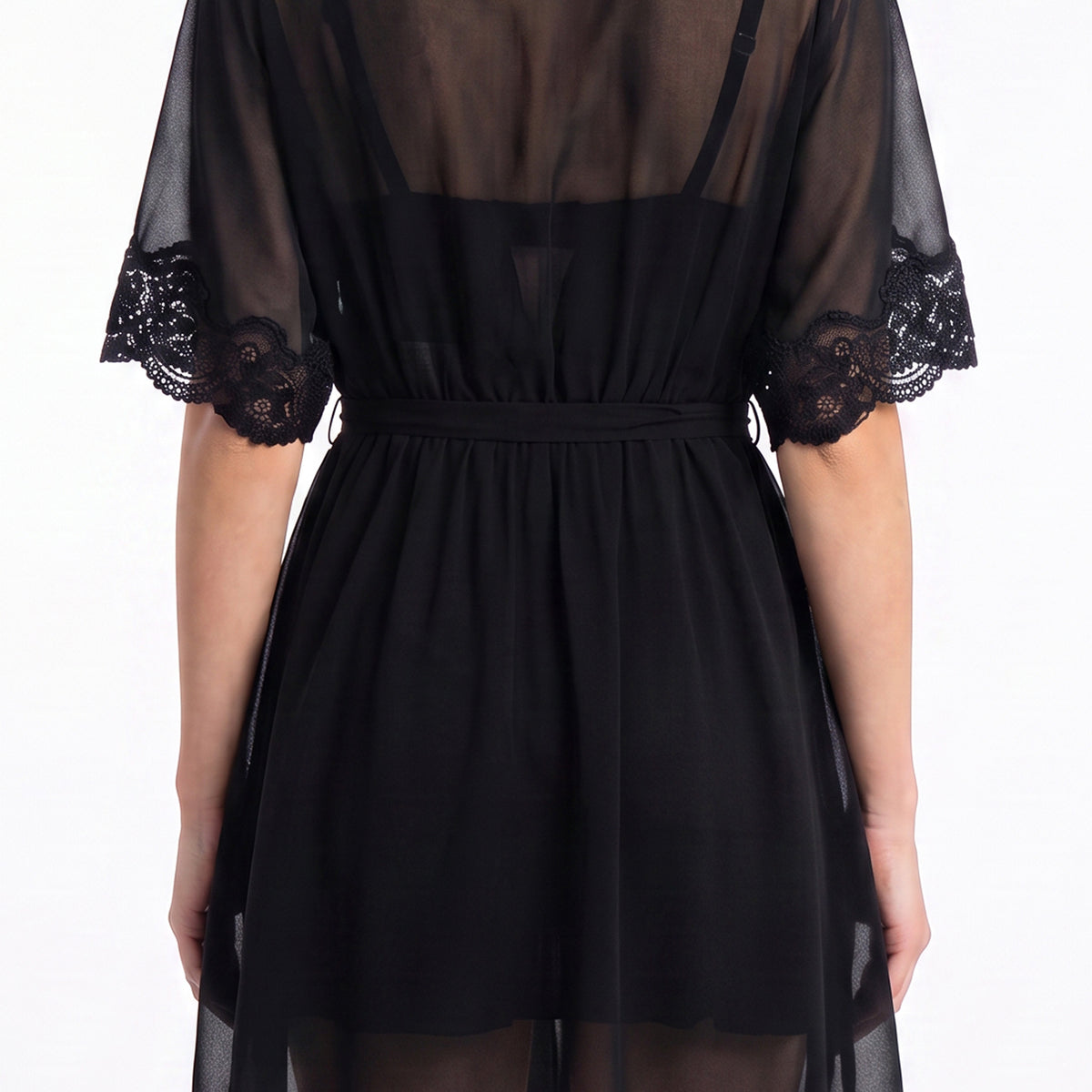 Cinema Etoile Molded cup chiffon and lace babydoll and robe set - CA49784