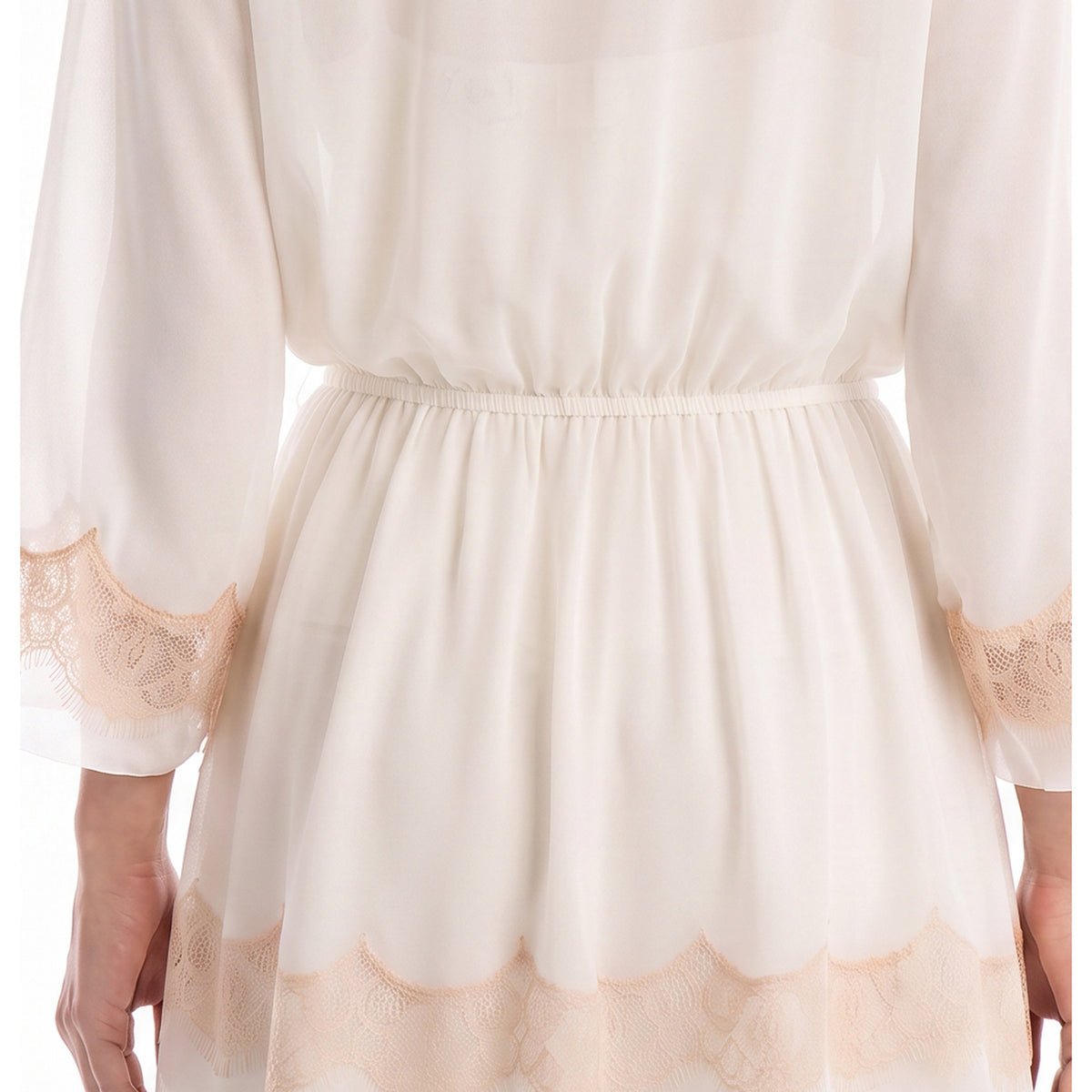 Cinema Etoile Molded cup chiffon and eyelash lace babydoll and robe set - CA49045