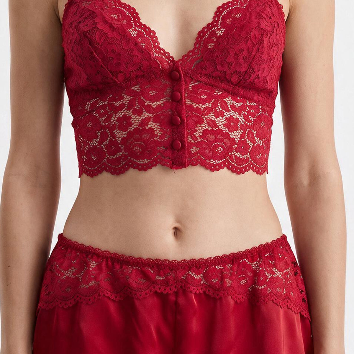 Cinema Etoile Soft cup lace bralette with satin and lace tap short - CA082936
