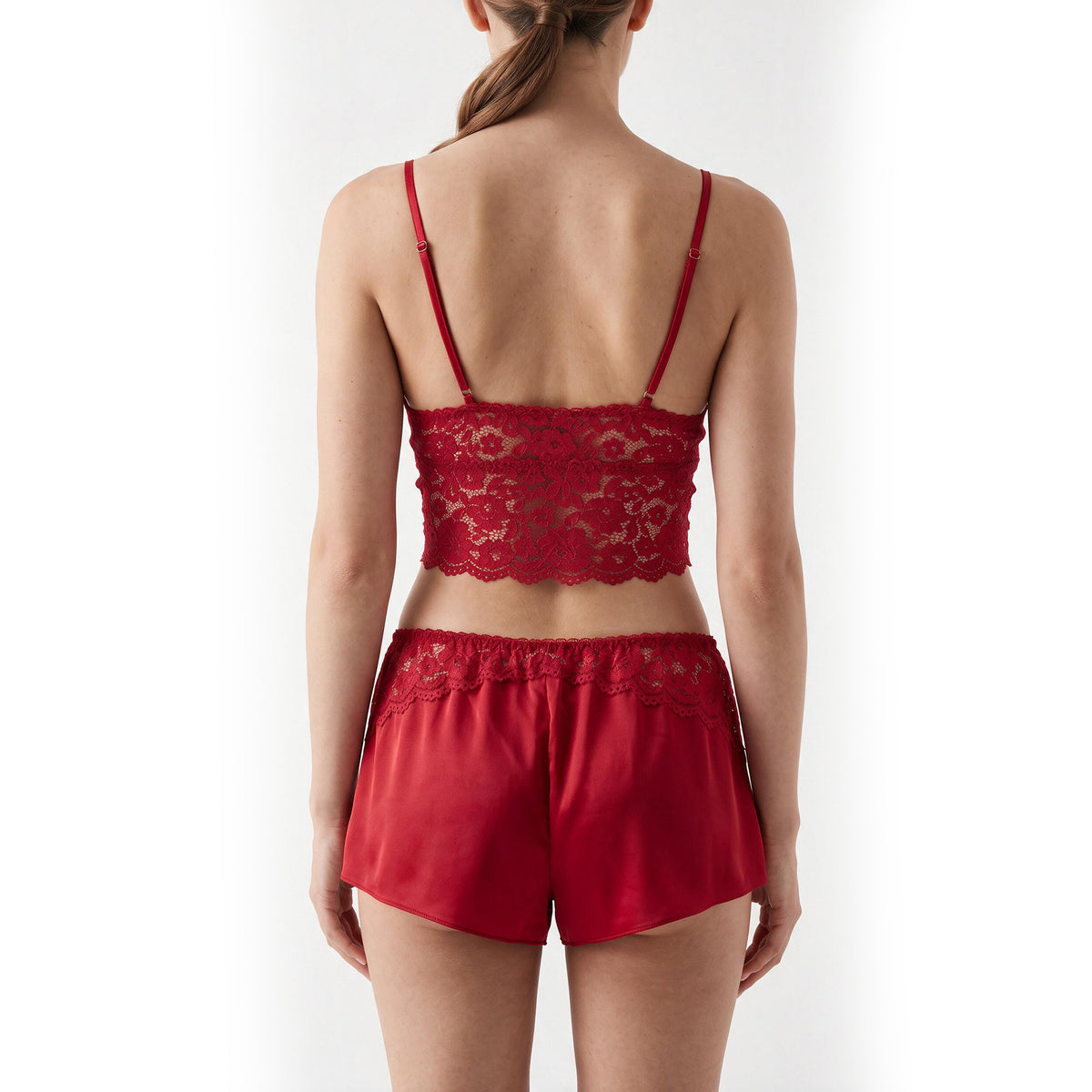 Cinema Etoile Soft cup lace bralette with satin and lace tap short - CA082936