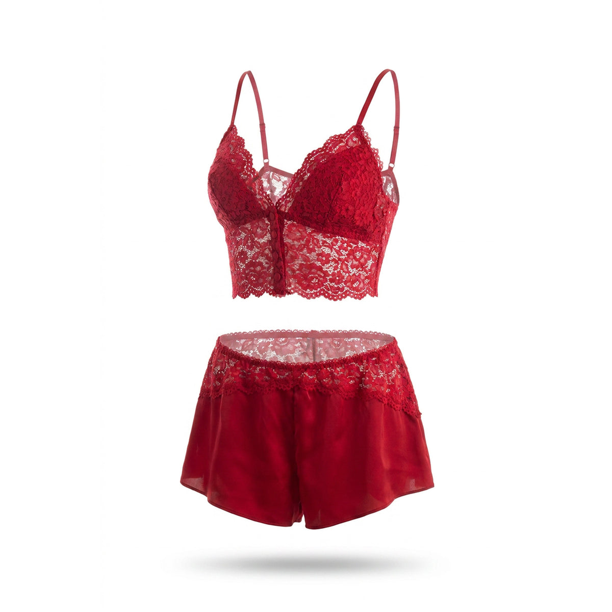 Cinema Etoile Soft cup lace bralette with satin and lace tap short - CA082936